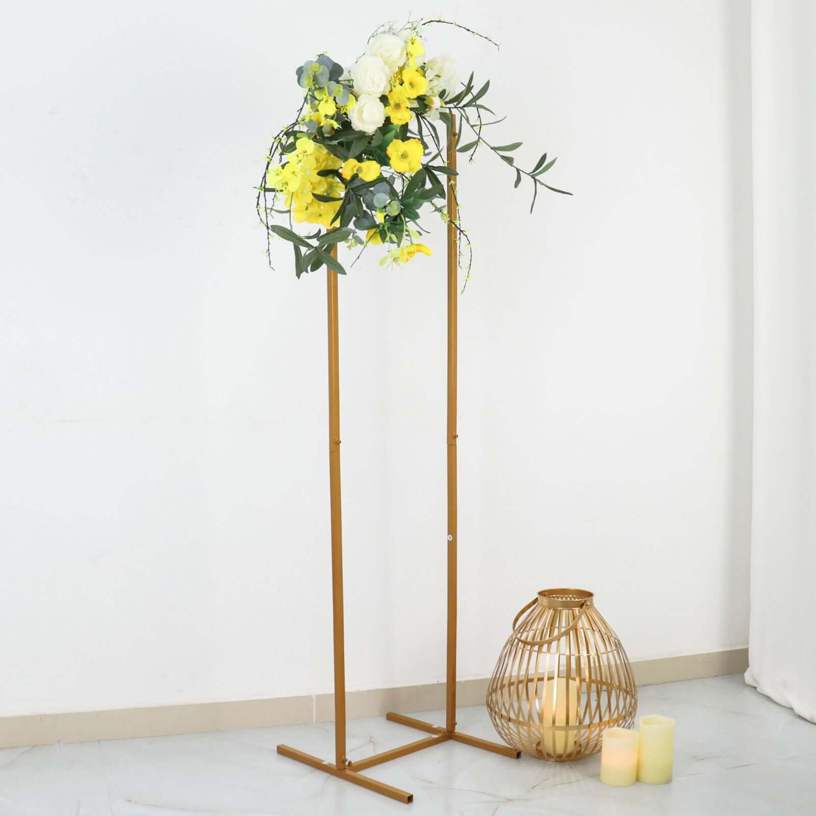 Discount! 4.5ft Slim Gold Metal Rectangular Wedding Arch Backdrop Stand for Floral Display