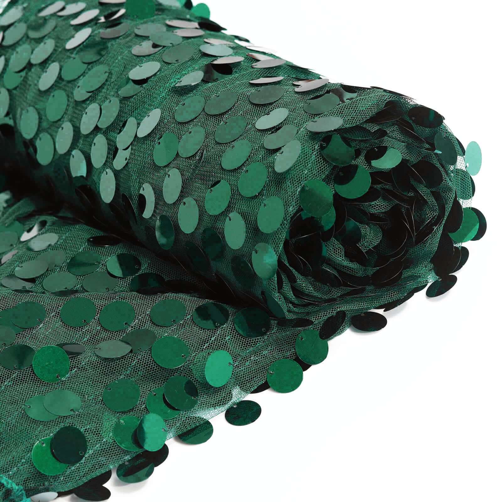 Hunter Emerald Green 54x4 Yards Sequin Mesh Fabric Roll - Ideal for DIY