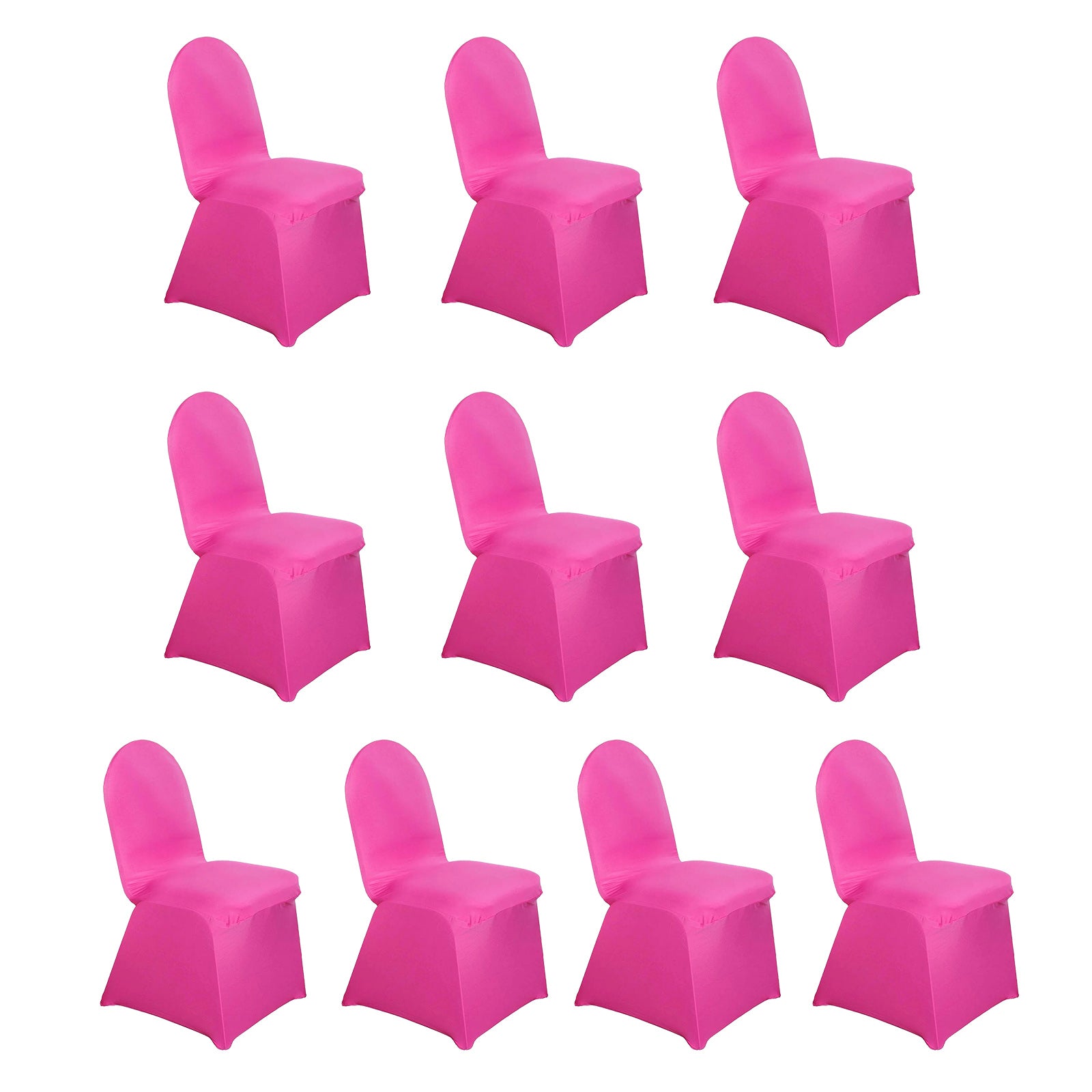 10-Piece Fuchsia Spandex Stretch Slip-On Chair Covers for Banquets - Durable & Reusable
