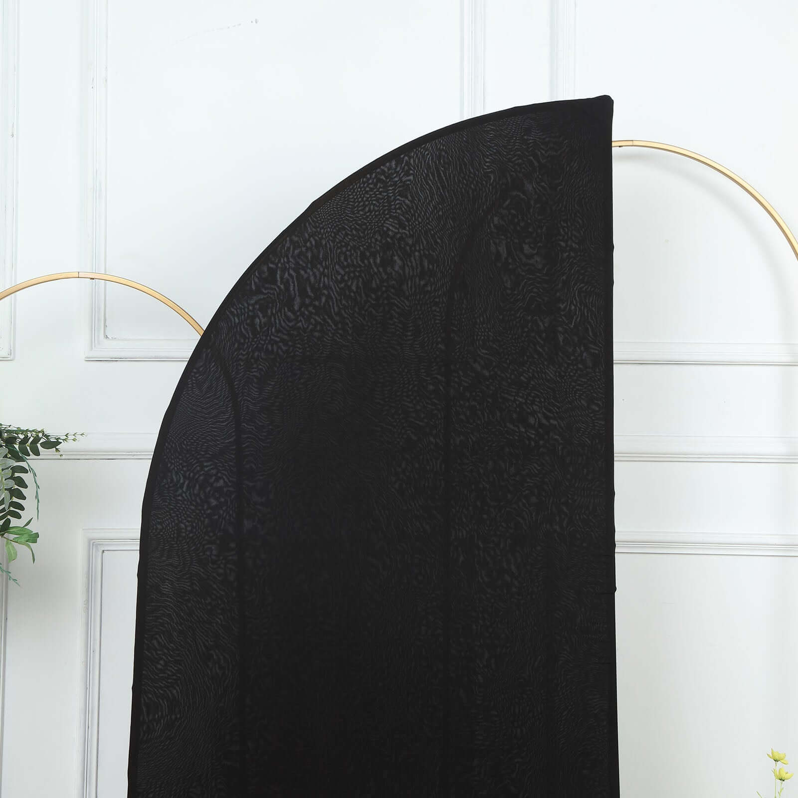 Hot Sale! Custom-Fitted 6ft Matte Black Spandex Half Moon Chiara Wedding Arch Backdrop Stand Cover