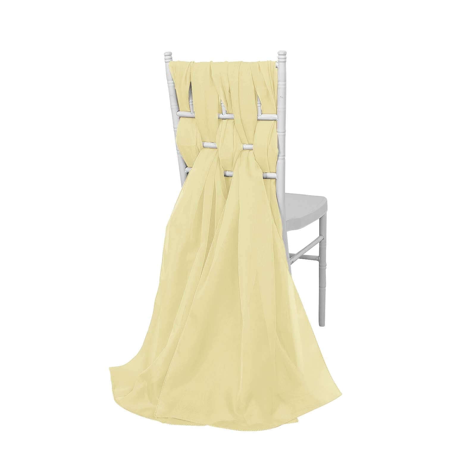 Special Offer! 5-Piece Set of Premium Yellow Chiffon Chair Sashes for Stunning Decor
