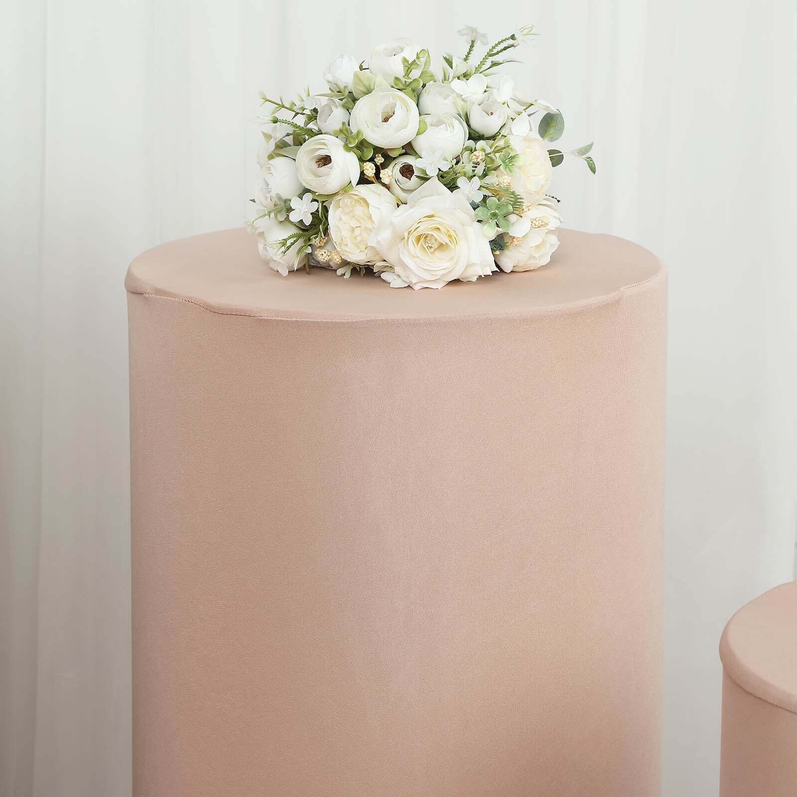Amazing Deal! Set of 5 Nude Stretchable Spandex Cylinder Pedestal Stand Covers, 160 GSM