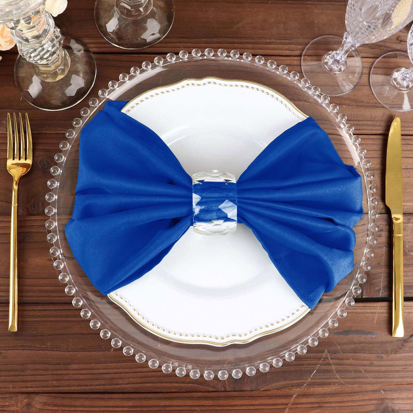 Great Deal! 5-Pack Royal Blue Polyester 20x20 Wrinkle-Resistant & Easy-Care Cloth Napkins