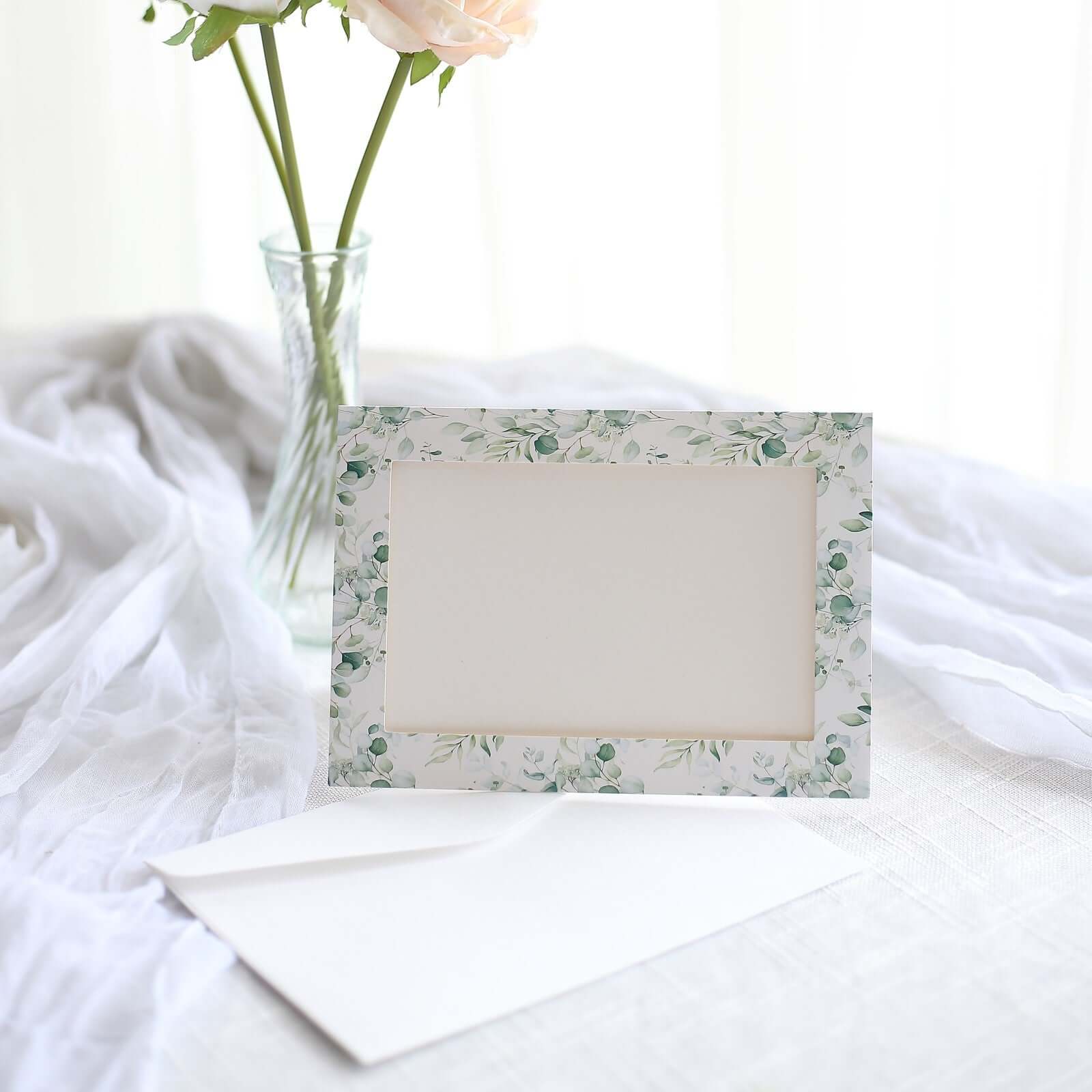 25-Pack White & Green Eucalyptus Leaves Design Thank You Cards with Envelopes for Parties and Milestones, 3.5x5.5