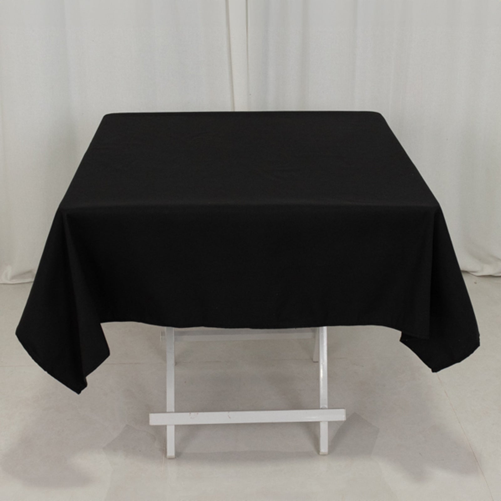 Black 54x54 Square Wrinkle-Resistant Cotton Blend Tablecloth for Modern Table Settings