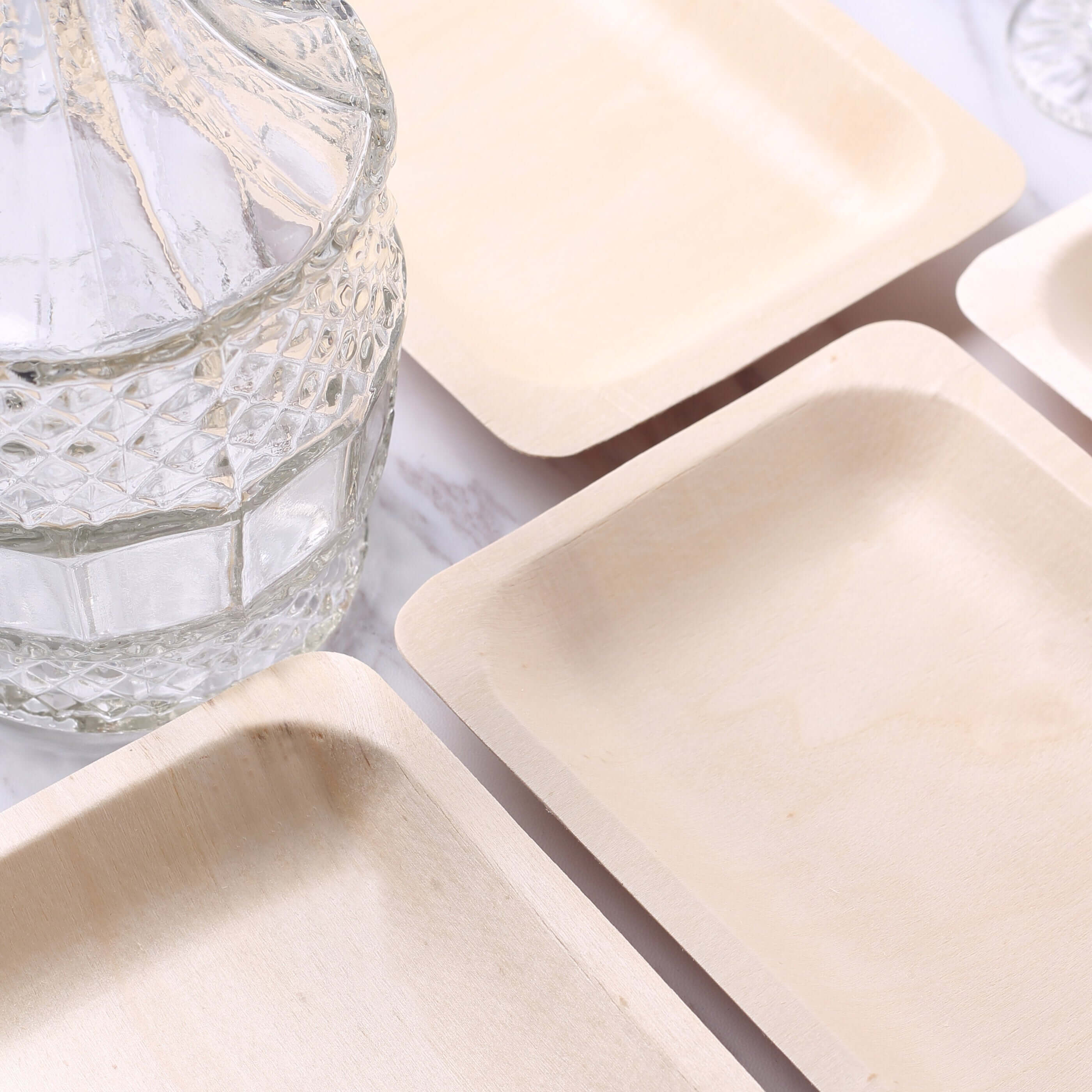 25-Pack Natural Birchwood 5x8 Rectangle Disposable Dessert Plates - Ideal for Special Events