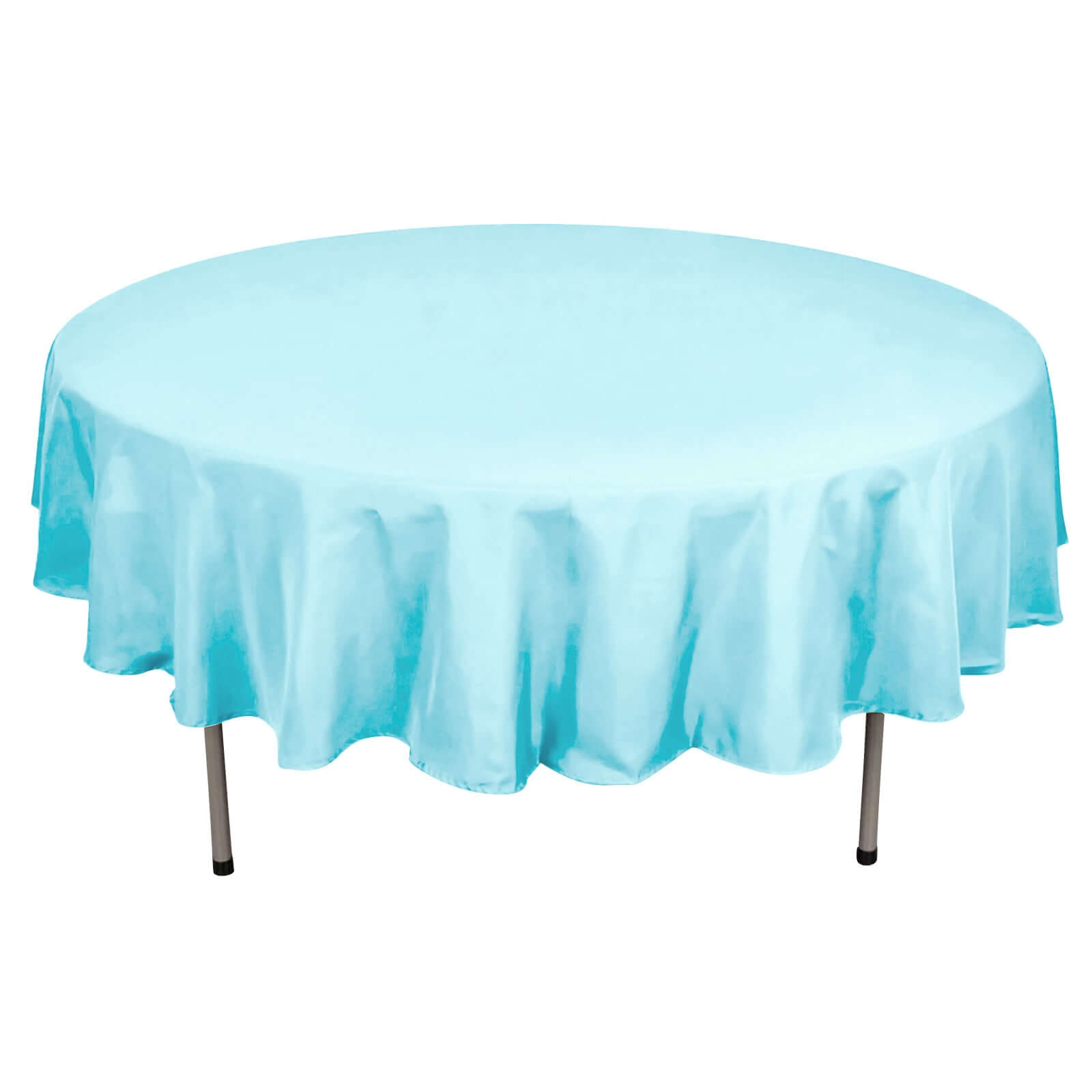 Get This Light Blue 90-Inch Round Polyester Tablecloth - Stain & Wrinkle Free!