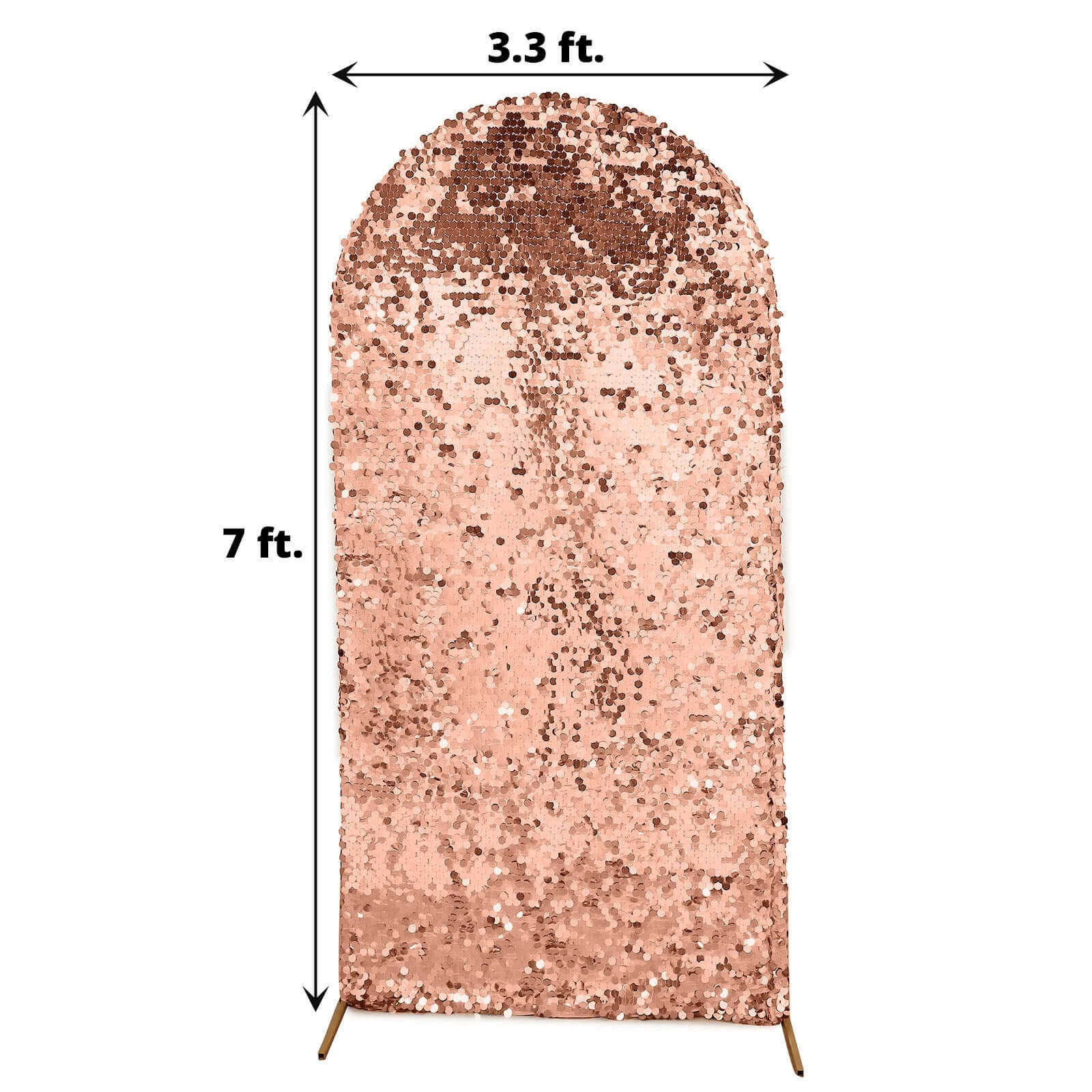 Hot Sale! 7ft Double-Sided Sparkly Rose Gold Payette Sequin Cover for Round Top Wedding Arch