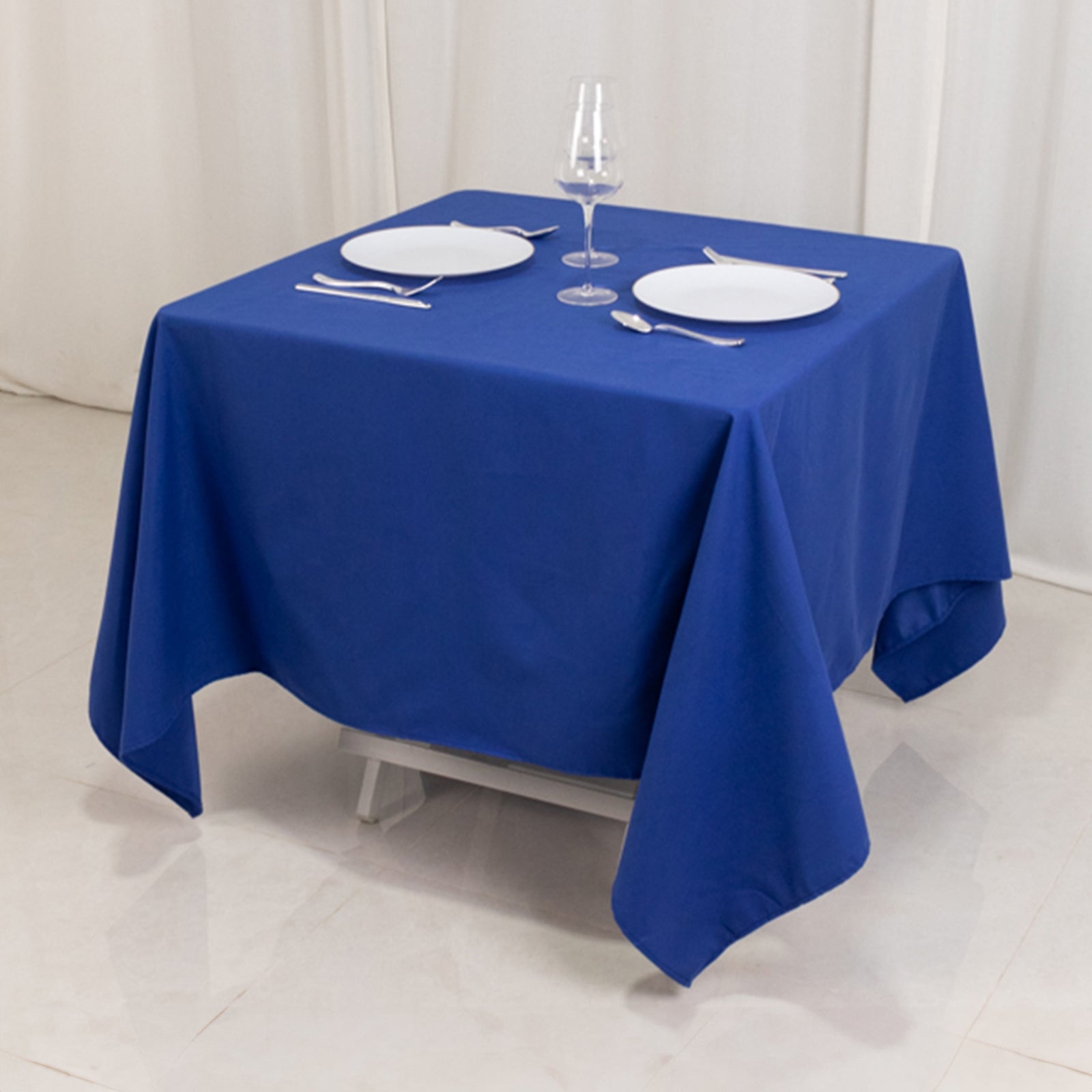 Wrinkle-Resistant Royal Blue 70x70 Square Cotton Blend Tablecloth