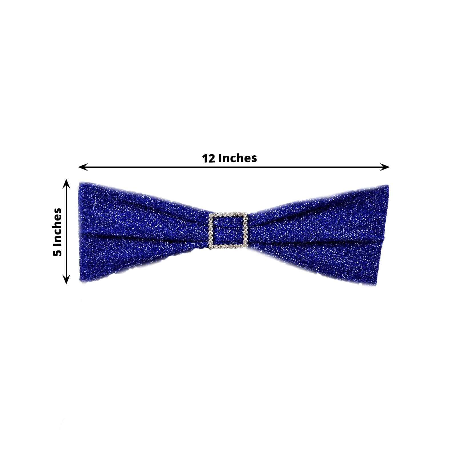 5-Piece Royal Blue Metallic Shimmer Tinsel Spandex Durable Reusable Chair Sashes