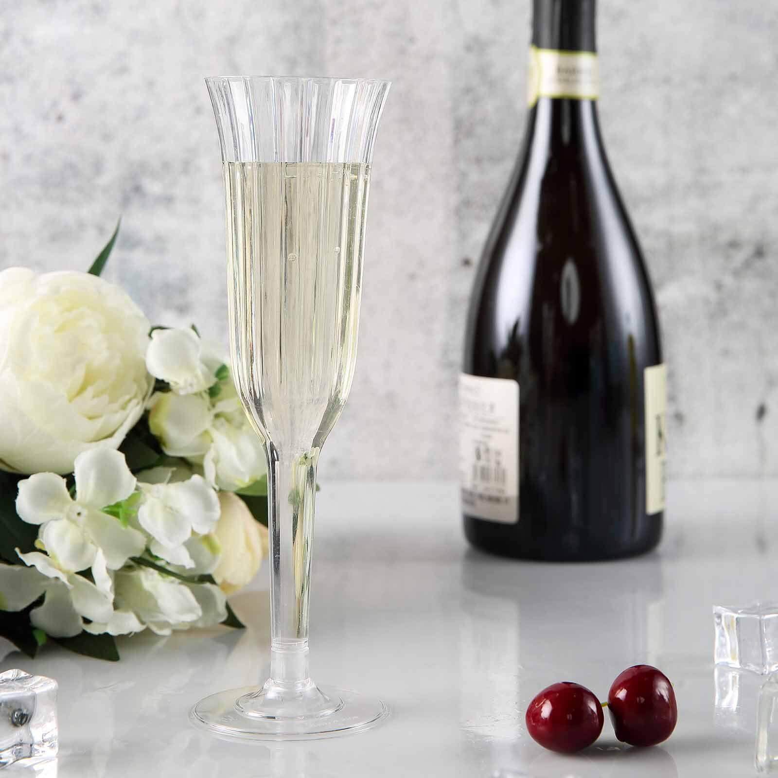 12-Pack Disposable 6oz Clear Flared Plastic Champagne Flutes - Ideal for Special Occasions