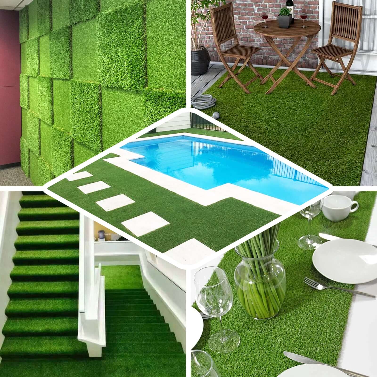 5ftx3ft Green Synthetic Artificial Grass Rug for Indoor & Outdoor Landscape