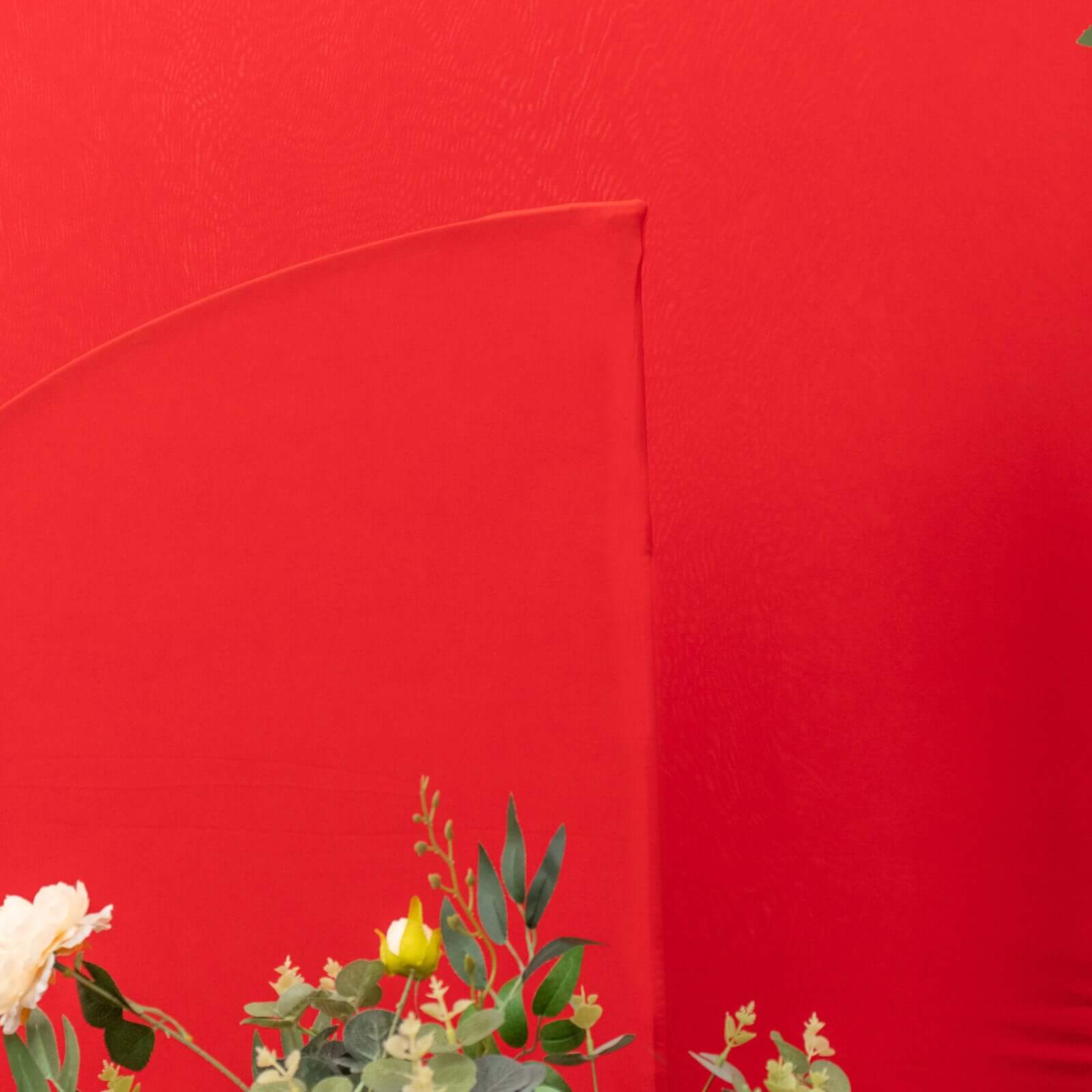 Custom-Fit Matte Red Spandex Half Moon Wedding Arch Covers Set of 4 - 2.5ft to 7ft Sizes