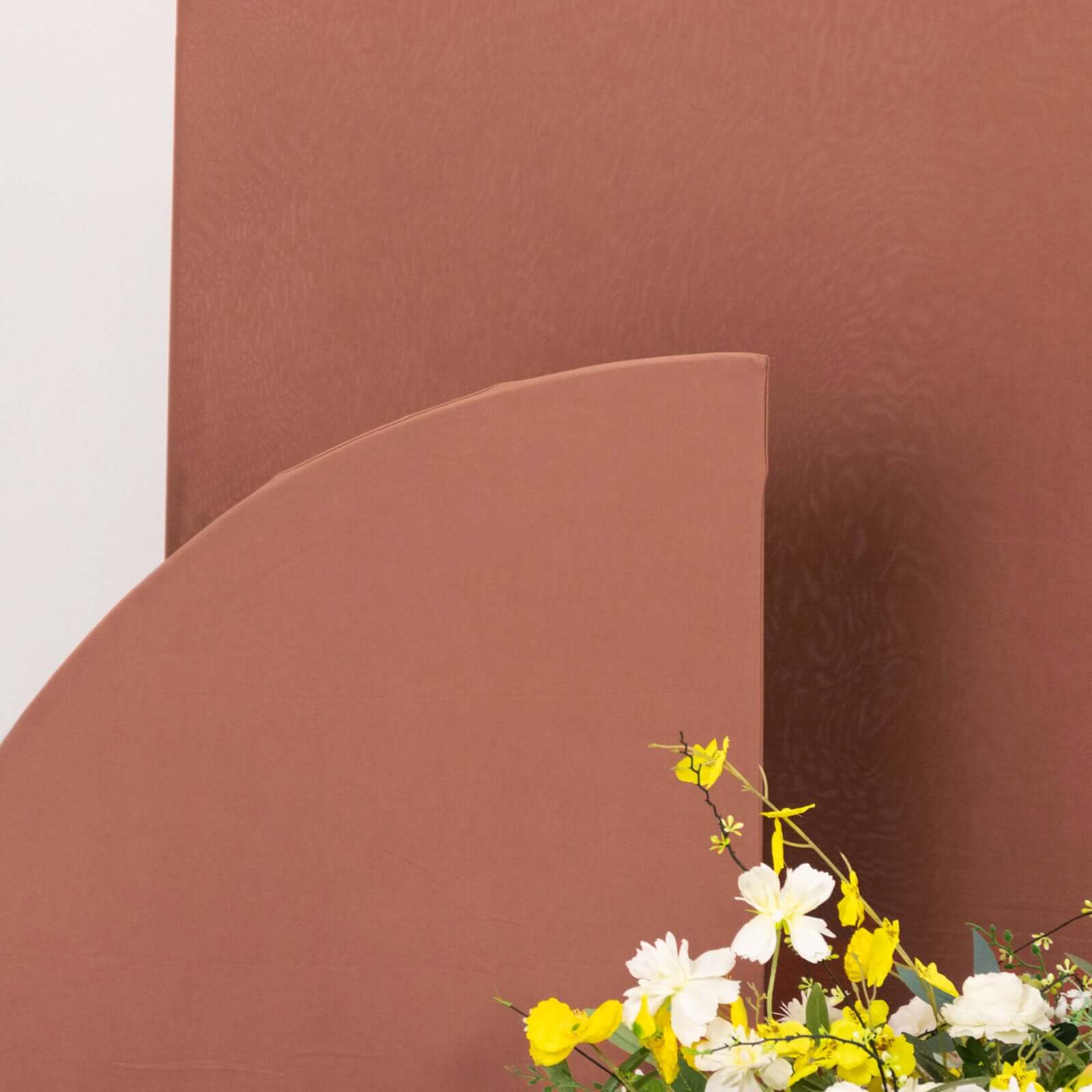 4-Piece Custom Fitted Matte Terracotta (Rust) Spandex Half Moon Wedding Arch Backdrop Covers - 2.5ft to 7ft