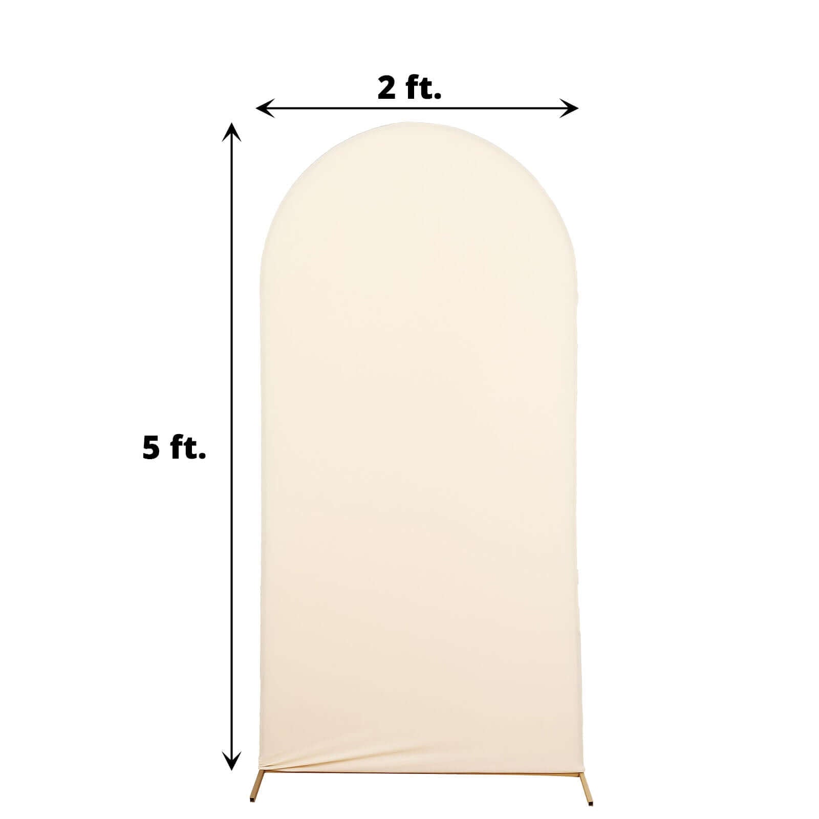 5ft Double-Sided Matte Beige Spandex Fitted Cover for Round Top Wedding Arch Stand