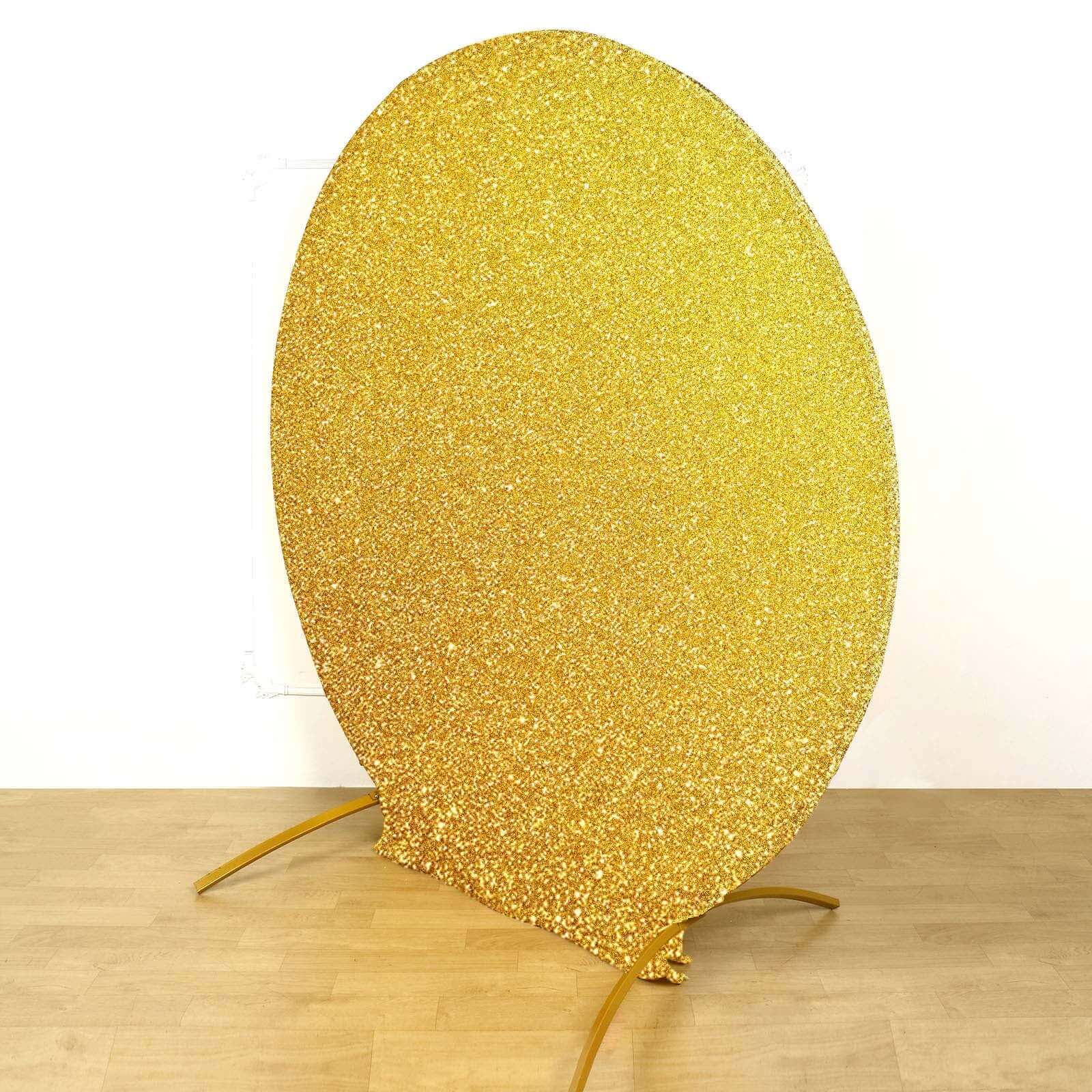 7.5ft Gold Double-Sided Metallic Shimmer Tinsel Spandex Wedding Arch Cover - Ideal Photo Backdrop