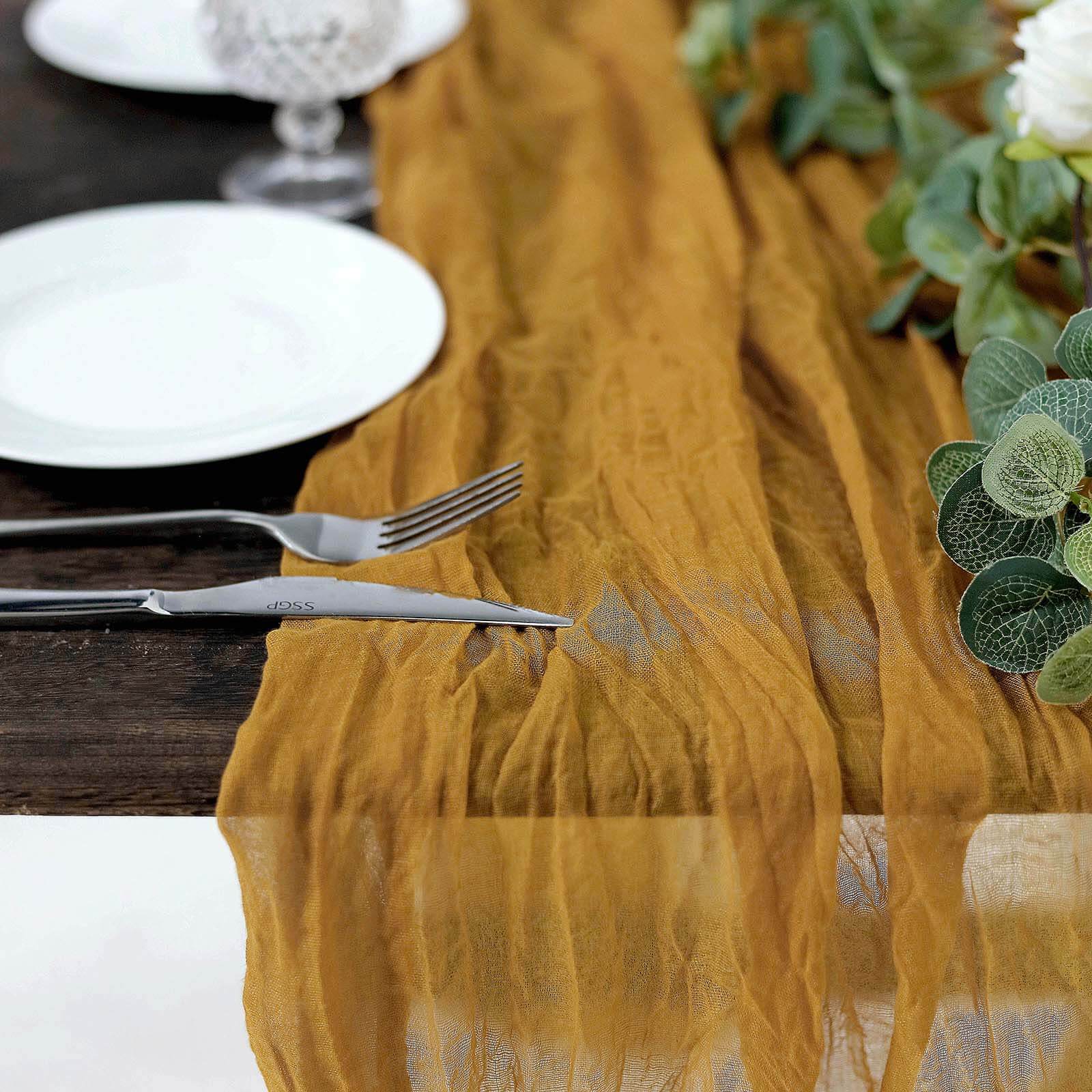 Hot! 10ft Mustard Yellow Gauze Cheesecloth Table Runner - Rustic Boho Style
