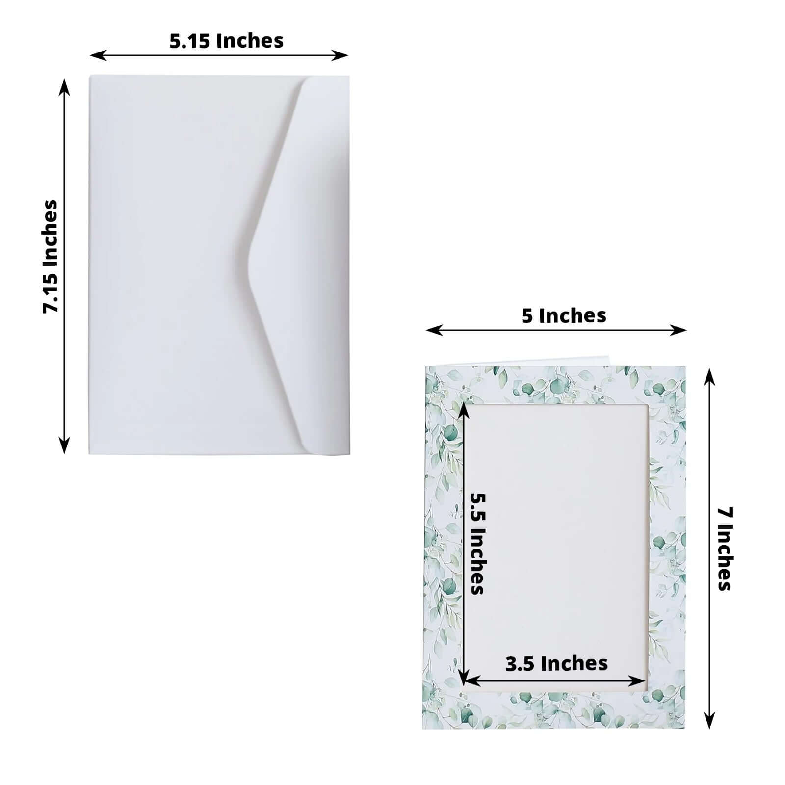 25-Pack White & Green Eucalyptus Leaves Design Thank You Cards with Envelopes for Parties and Milestones, 3.5x5.5