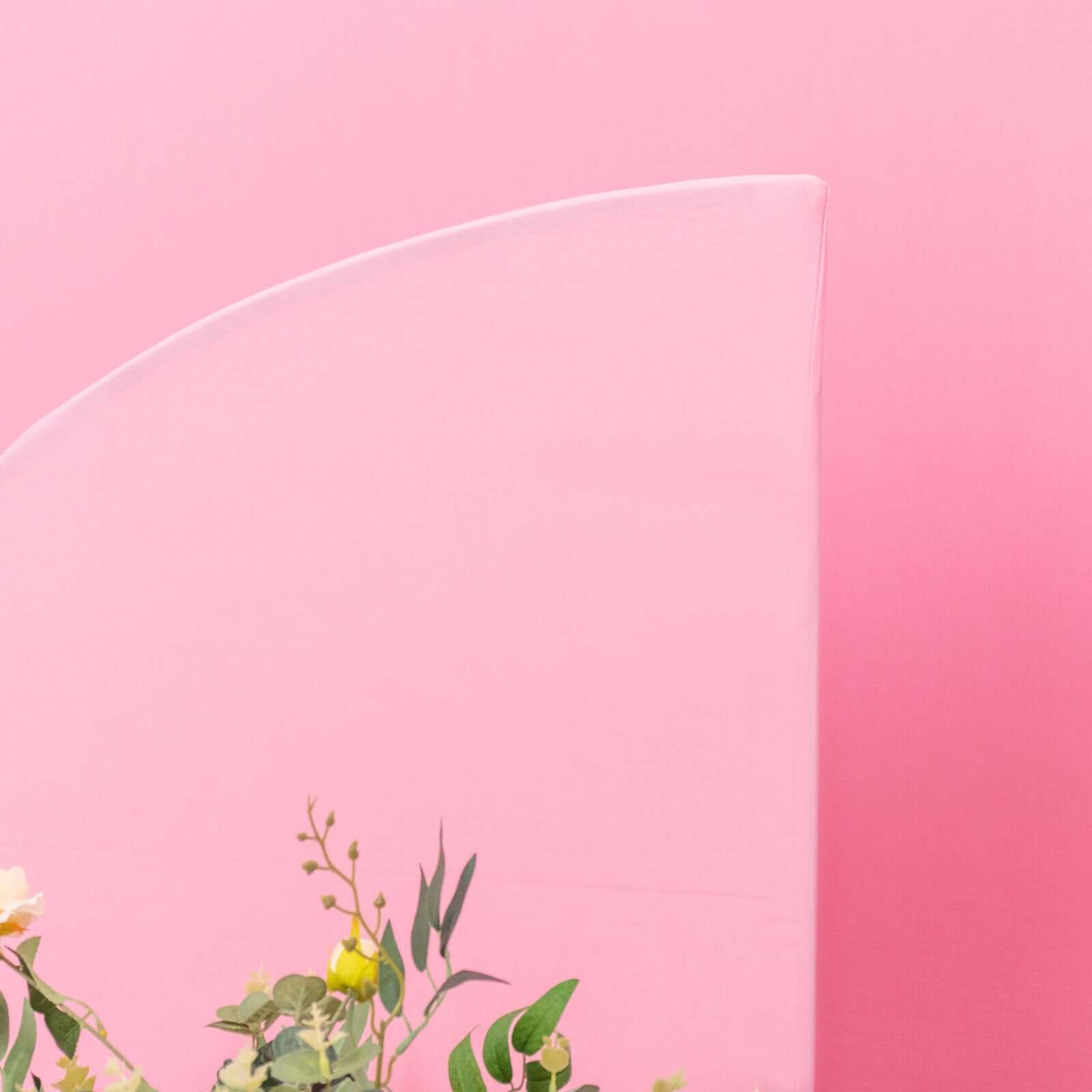 Exclusive Set of 4 Custom-Fitted Matte Pink Spandex Half Moon Wedding Arch Covers - Various Sizes