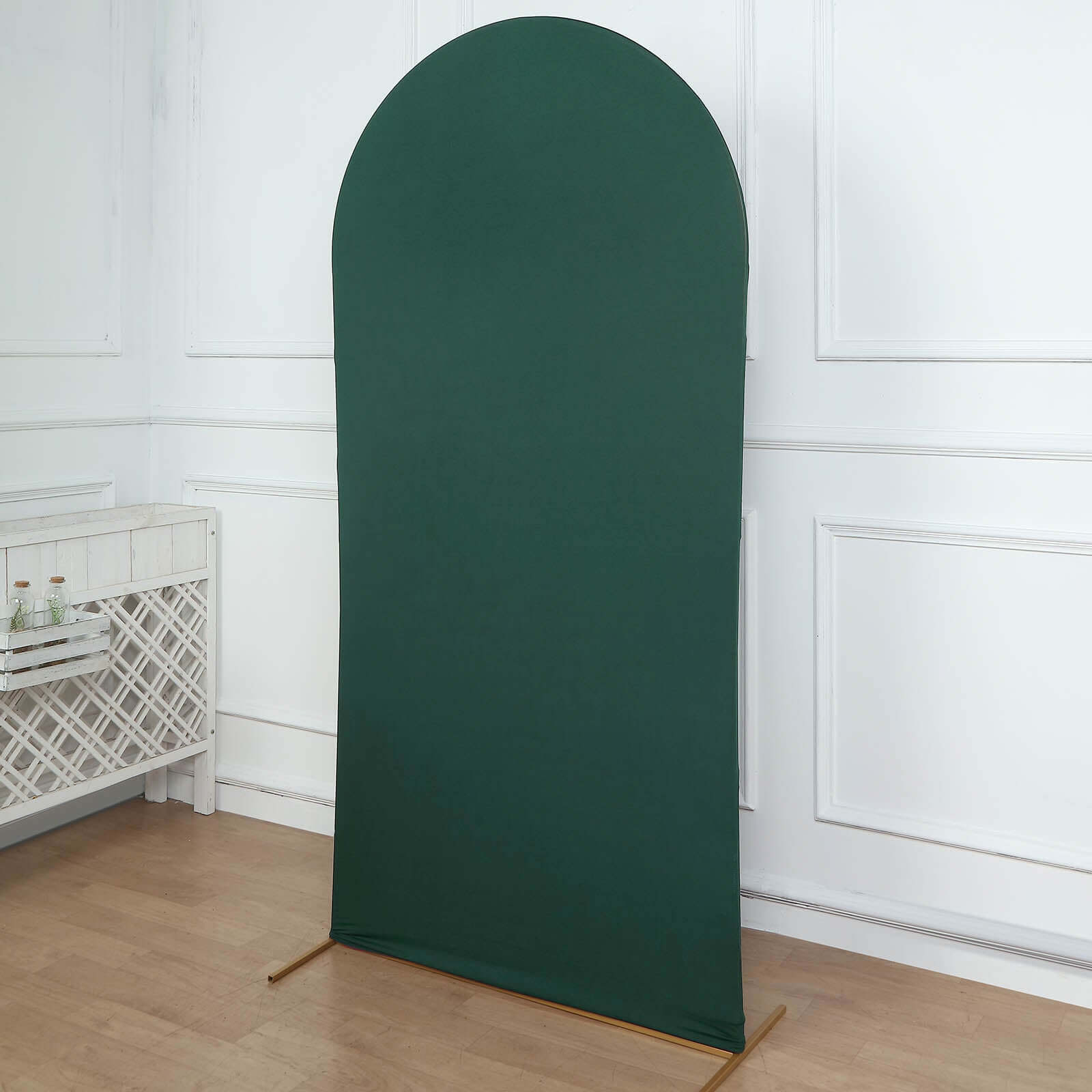 7ft Double - sided Matte Hunter Emerald Green Spandex Fitted Cover for Round Top Wedding Arch