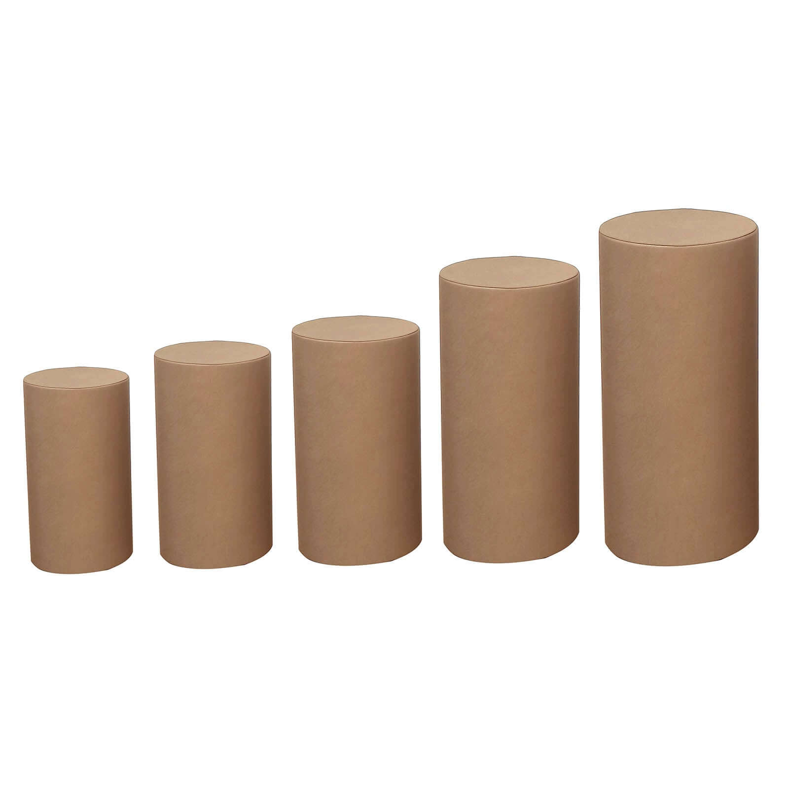 5-Piece Taupe Spandex Cylinder Pedestal Stand Covers - 160 GSM, Stretchable & Snug Fit