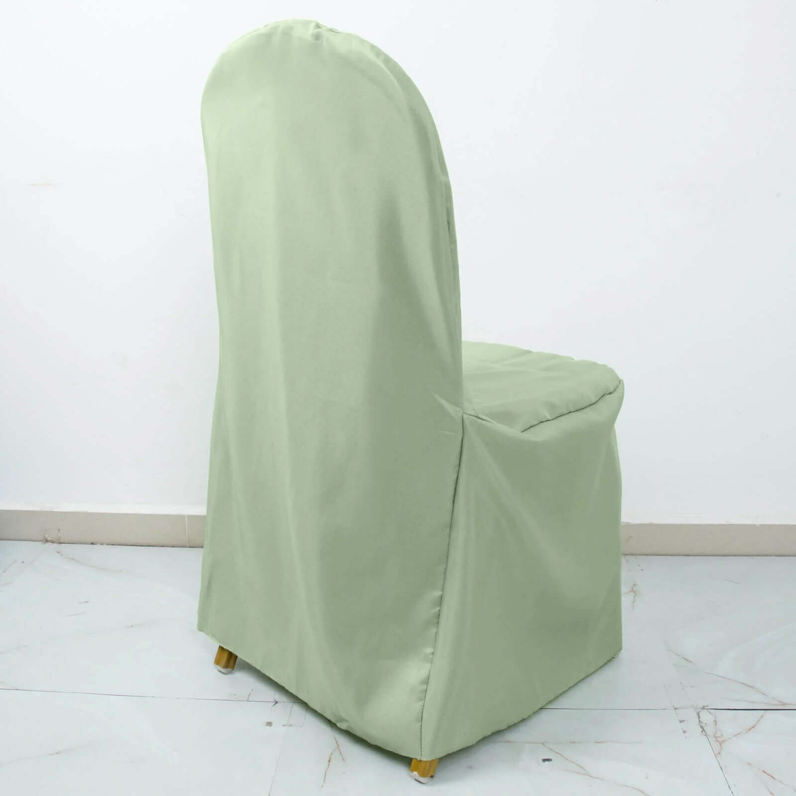 10-Pack Sage Green Polyester Stain-Resistant Slip-On Chair Covers for Banquets - Great Deal!
