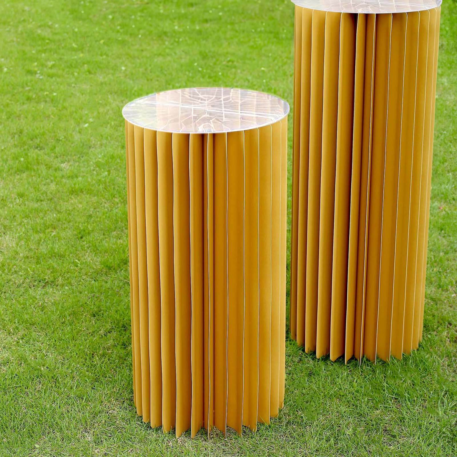 Hot! 24 - inch Gold Accordion Cylinder Display Stand with PVC Top Plate