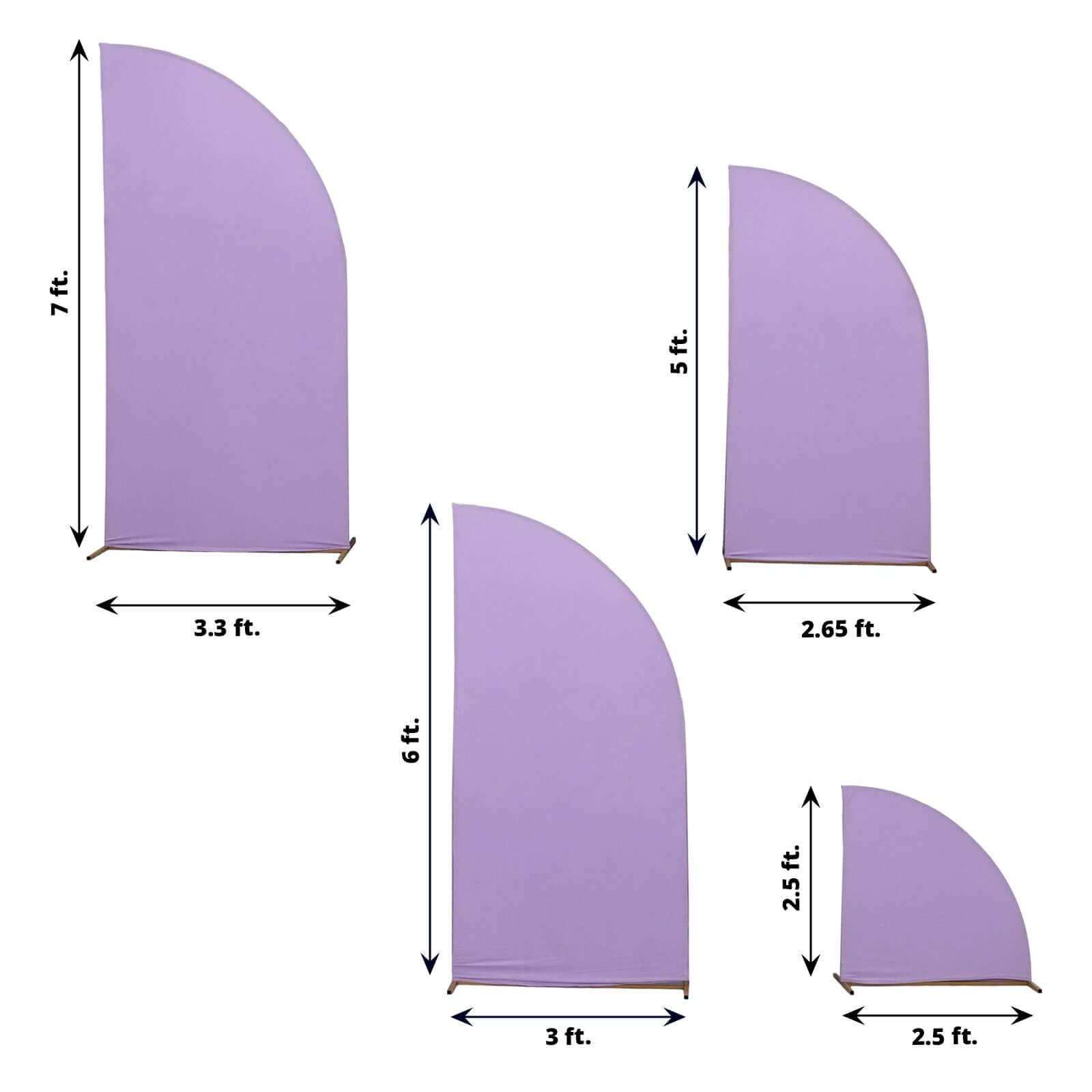 Custom-Fitted Matte Lavender Lilac Spandex Wedding Arch Covers Set of 4 - 2.5ft, 5ft, 6ft, 7ft
