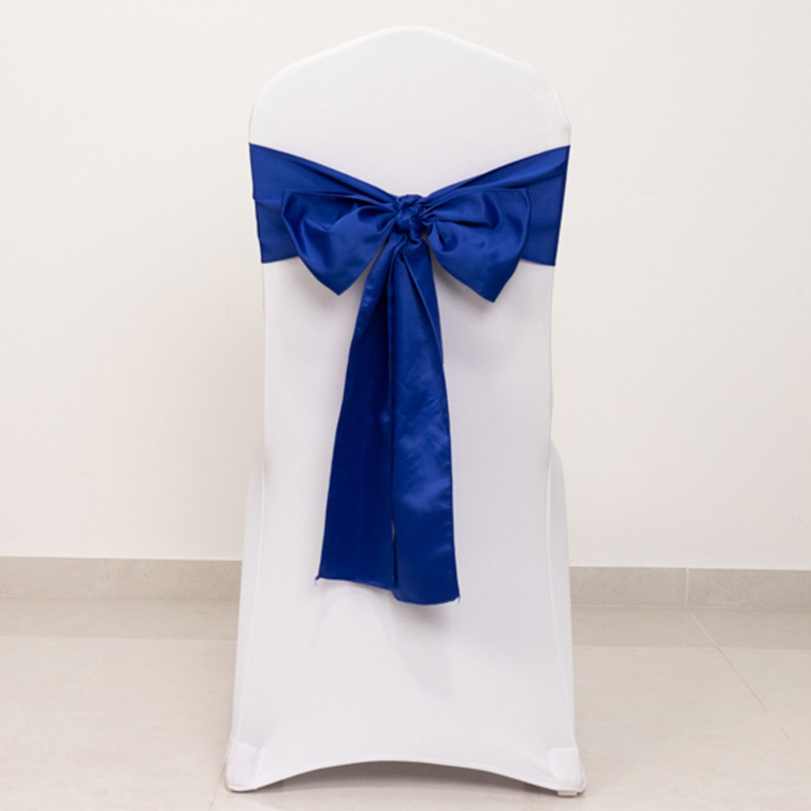Get 5-Pack Royal Blue Lamour Satin Chair Sashes (6x106) - Stylish Reusable Decor