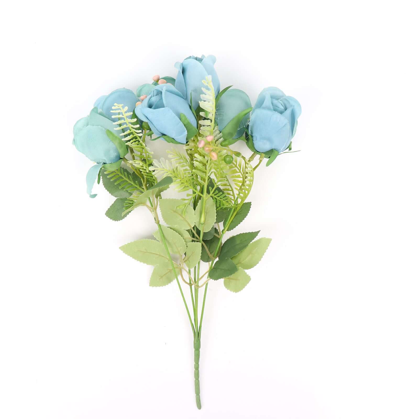 Hot Deal! 3-Pack 13" Dusty Blue Real Touch Silk Rose Bud Bridal Bouquets