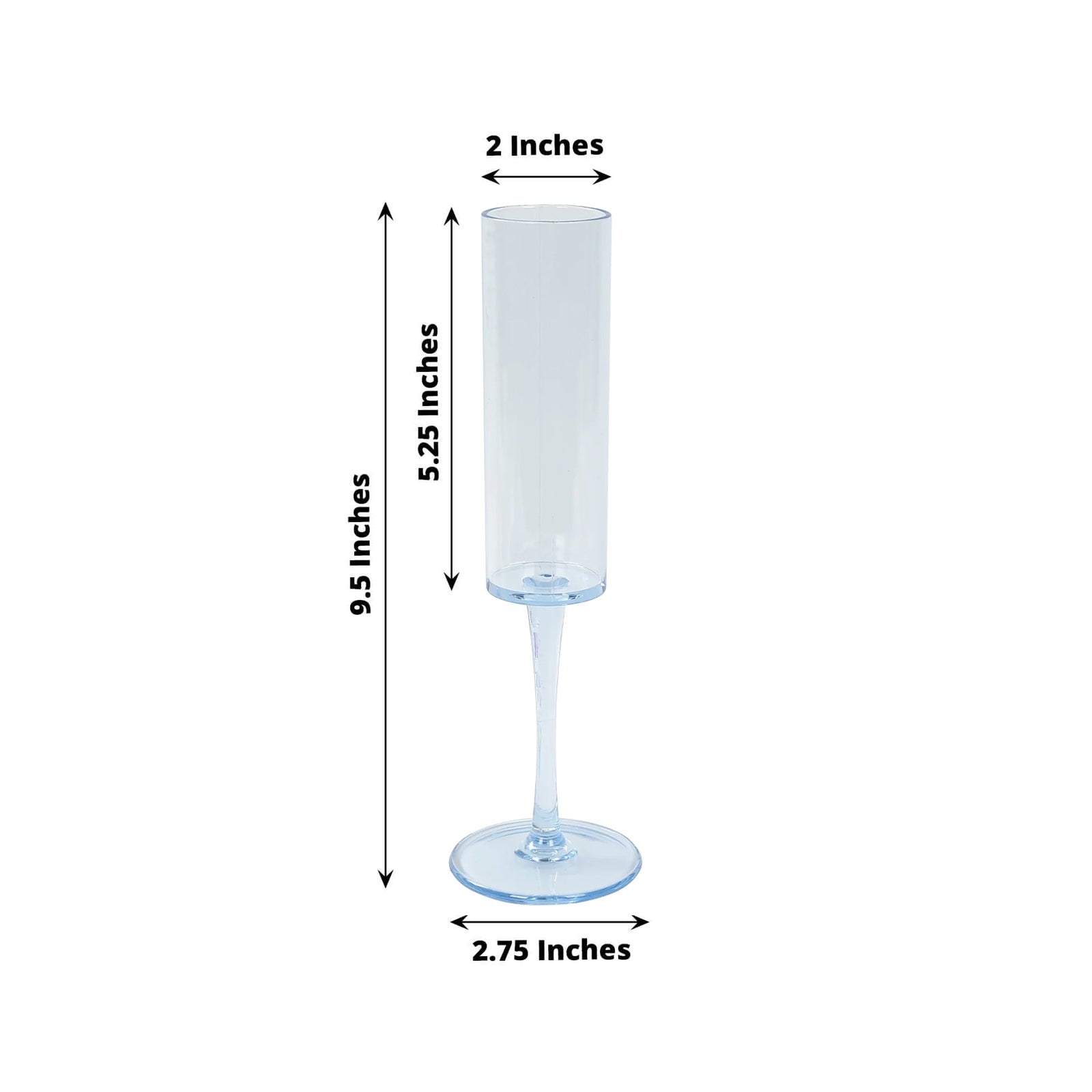 6-Pack Reusable Transparent Dusty Blue Plastic Champagne Flute Glasses, 9.5" Tall, 6oz