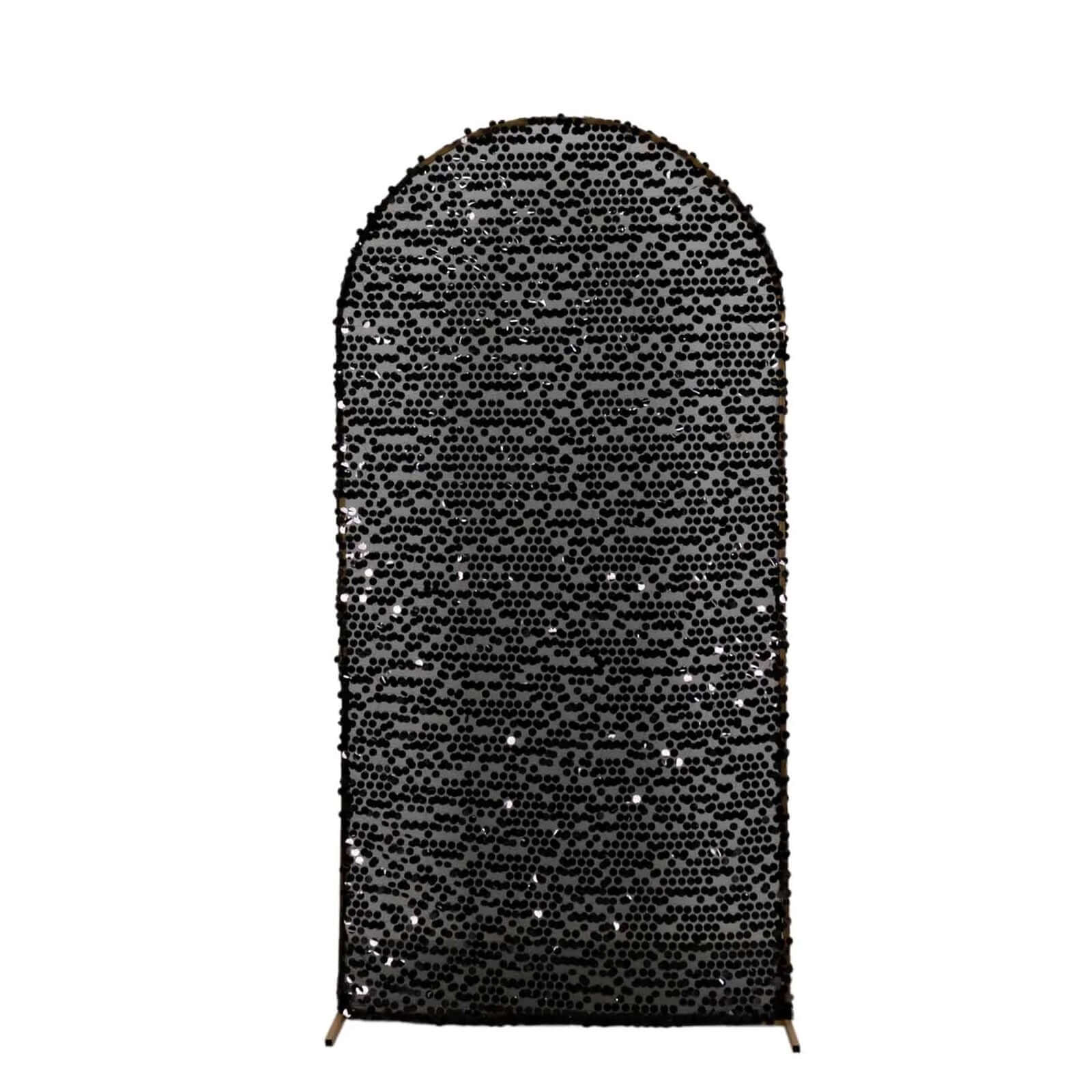 Hot! 7ft Black Sparkly Payette Sequin Fitted Wedding Arch Cover
