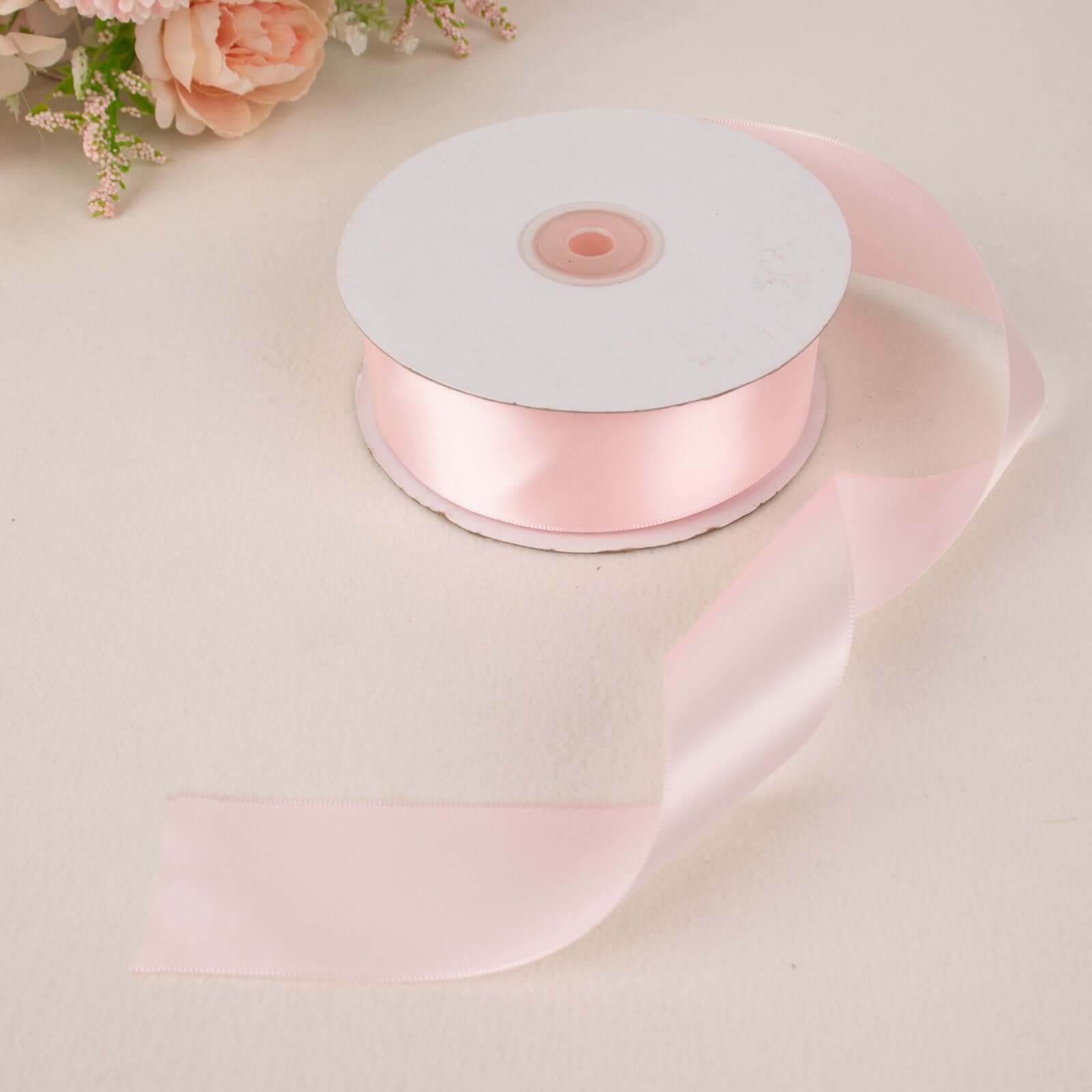 50 Yards 1.5 - inch Blush High - quality Single - faced Decorative Polyester Satin Ribbon