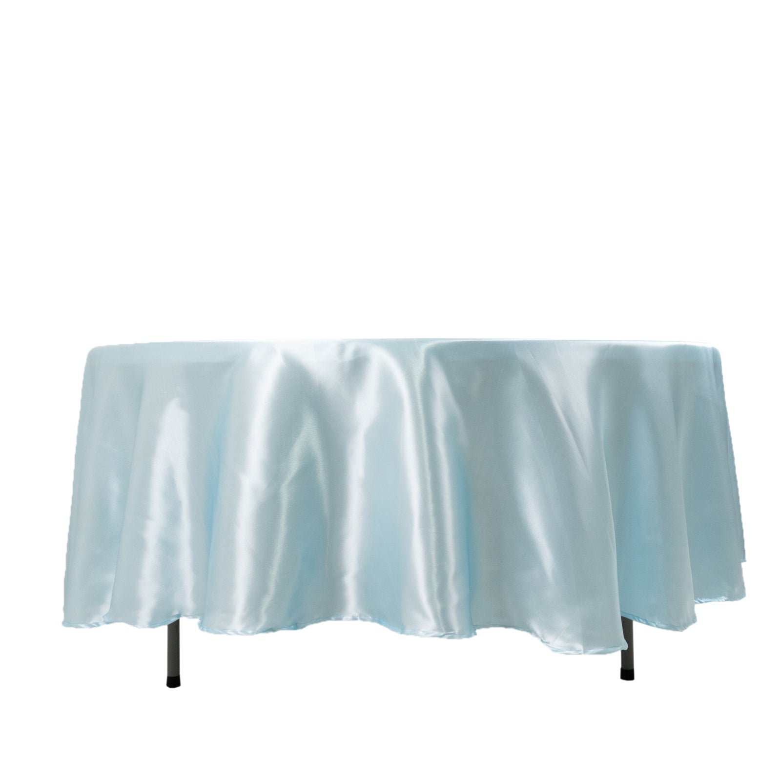 Light Blue Smooth and Lustrous 108-Inch Satin Round Tablecloth