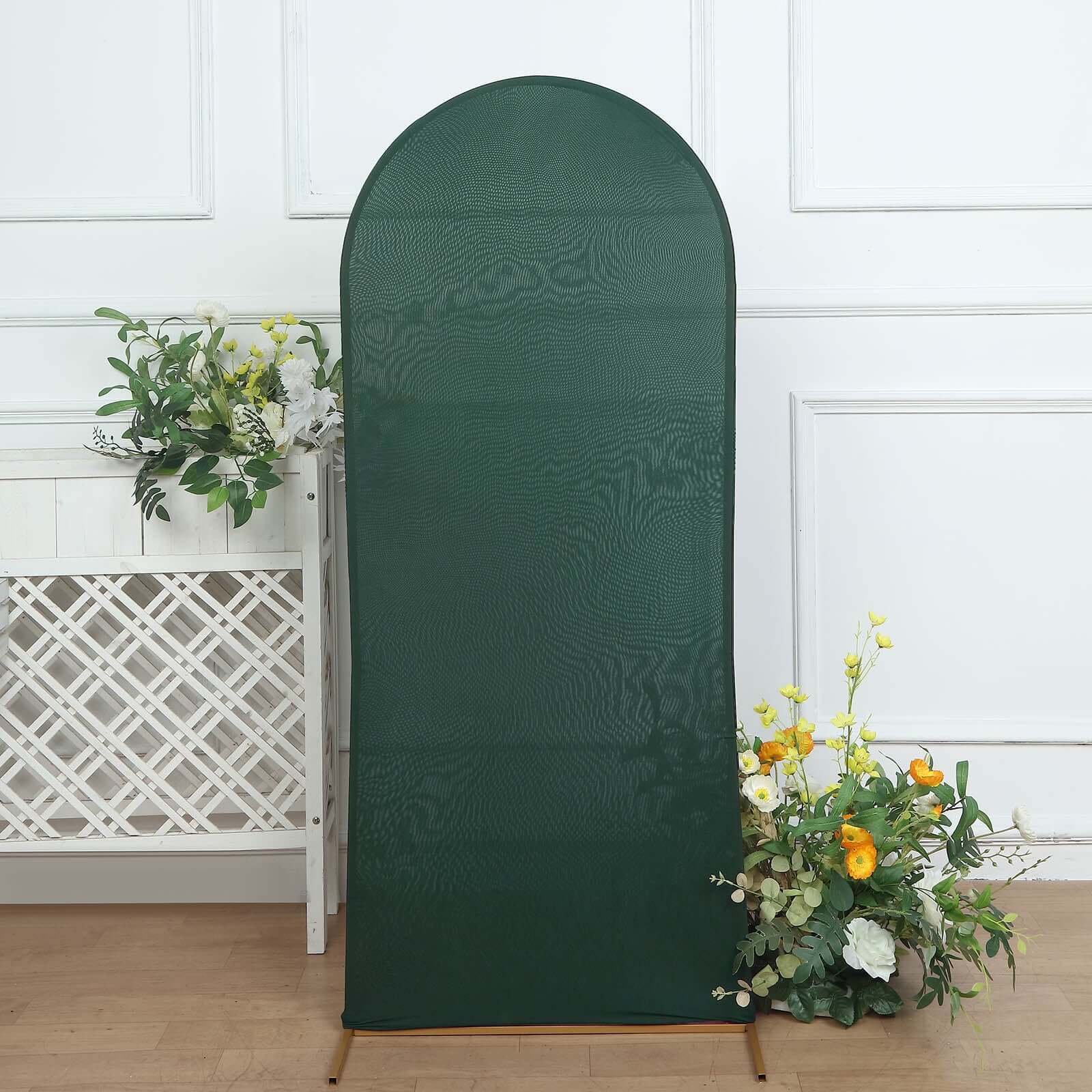 5ft Double - sided Matte Emerald Green Spandex Fitted Cover for Round Top Wedding Arch