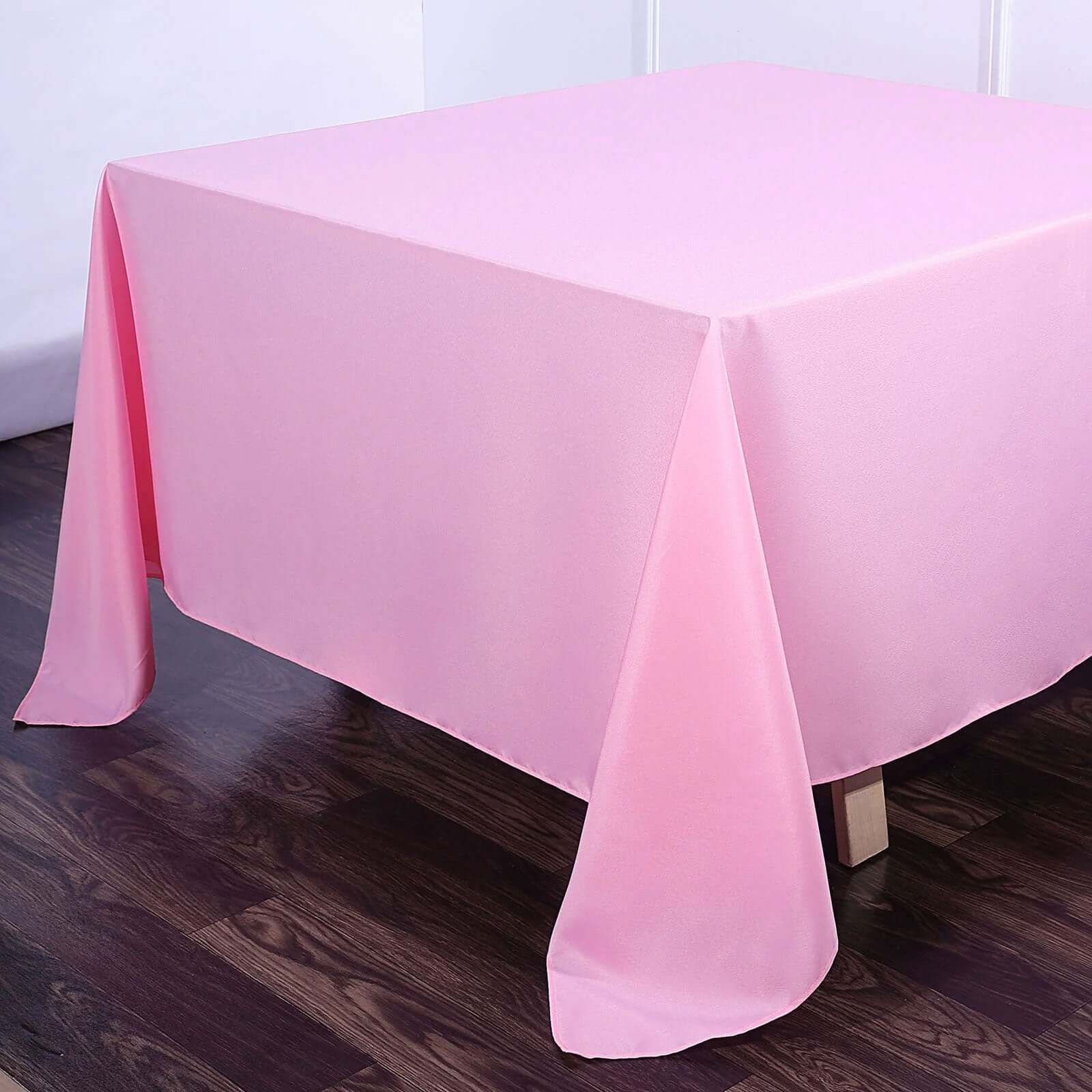Pink 90x90 Polyester Square Tablecloth - Wrinkle-Free & Long-Lasting