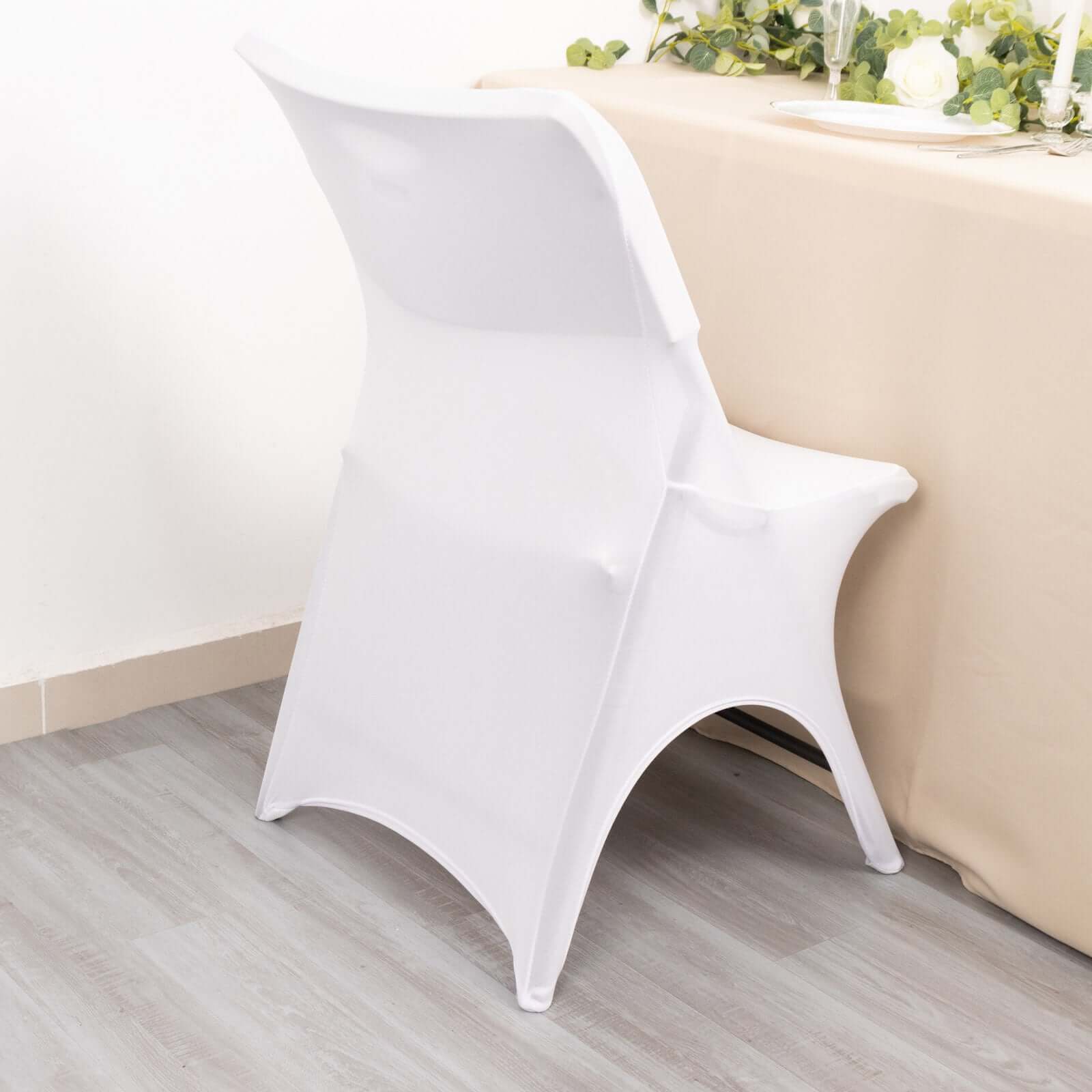 Hot Sale! Premium White Stretch Spandex Slipcover for Standard Folding Chairs