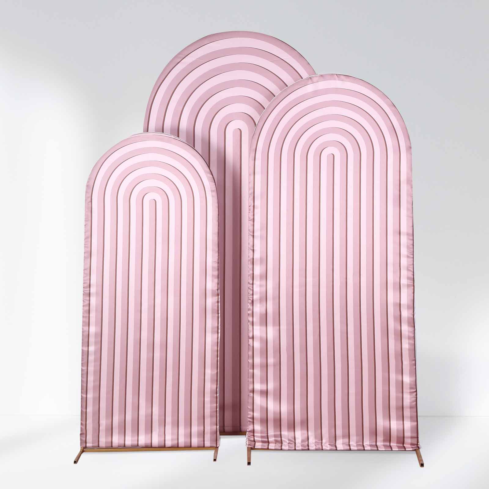 Hot! Set of 3 Dusty Rose Ripple Satin Wedding Arch Covers - 5ft, 6ft, 7ft