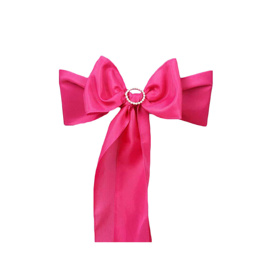 Set of 5 Fuchsia Polyester Chair Sashes, 6x108 inches