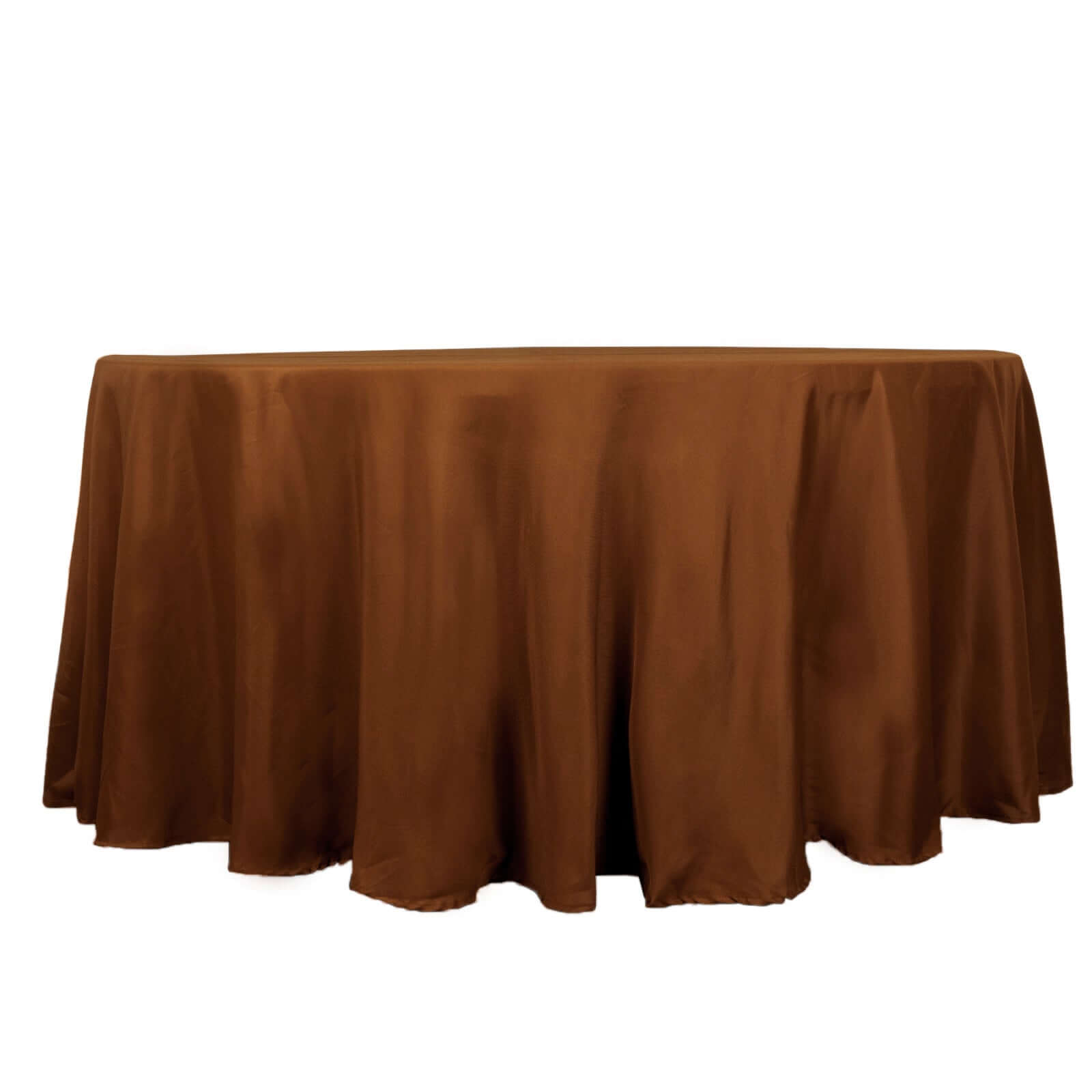 Amazing Seamless Wrinkle-Resistant 120" Polyester Round Tablecloth in Cinnamon Brown
