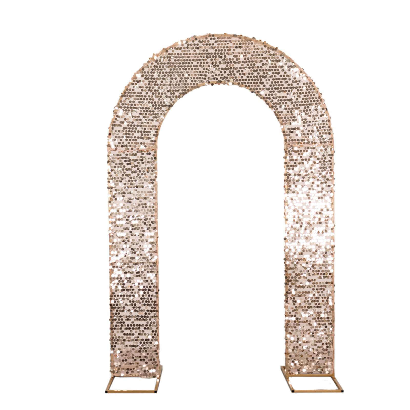 8ft Rose Gold Sparkly Payette Sequin U-Shaped Wedding Arch Slipcover