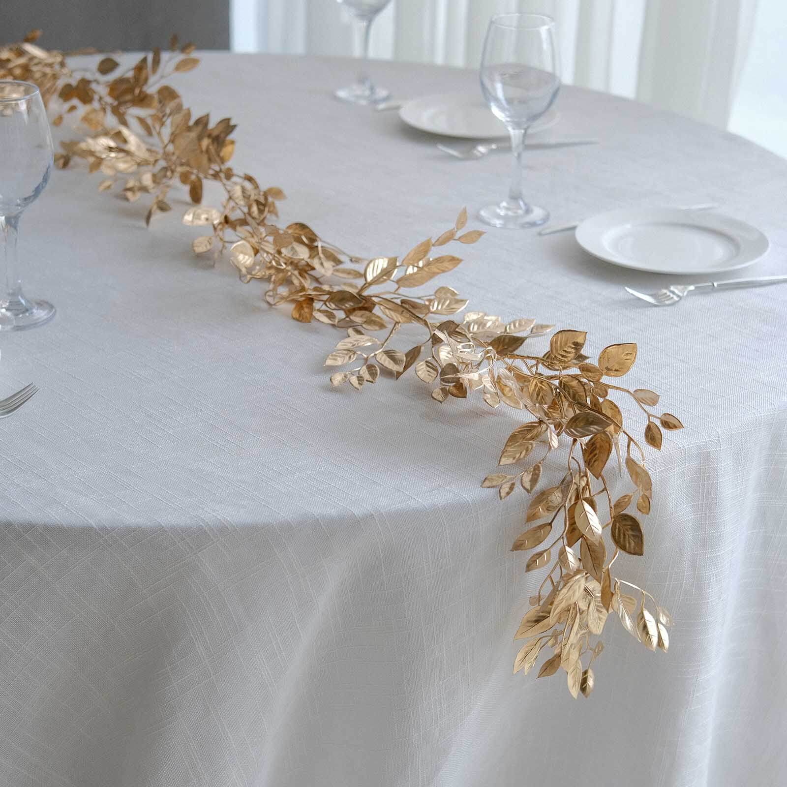 6ft Metallic Gold Artificial Magnolia Leaf Table Garland - Ideal for DIY Crafts & Decor