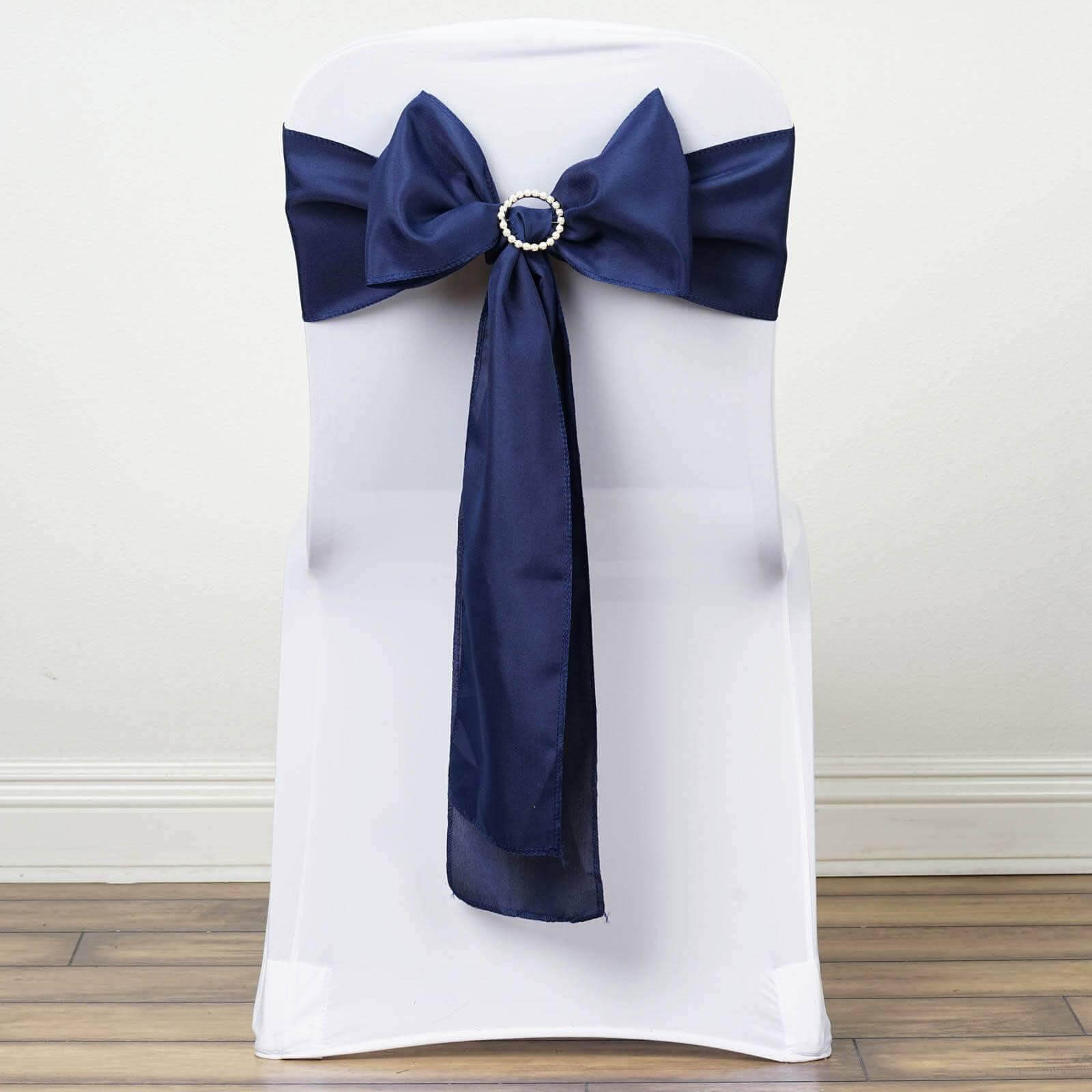 Navy Blue Polyester Chair Sashes - 5 Pack, 6x108 Inches