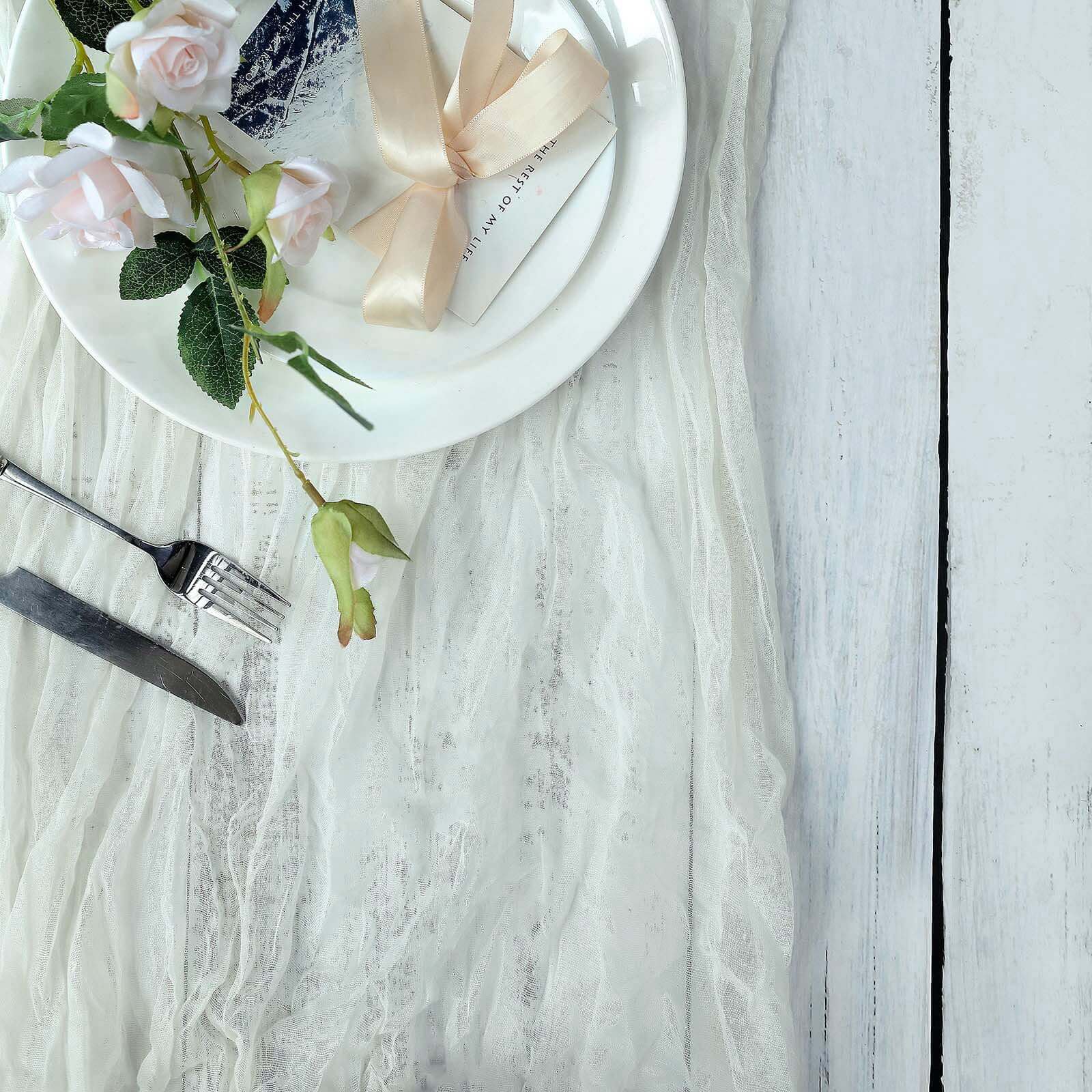 Hot Sale! Ivory Gauze Cheesecloth 10ft Table Runner for Rustic Boho Style Decor