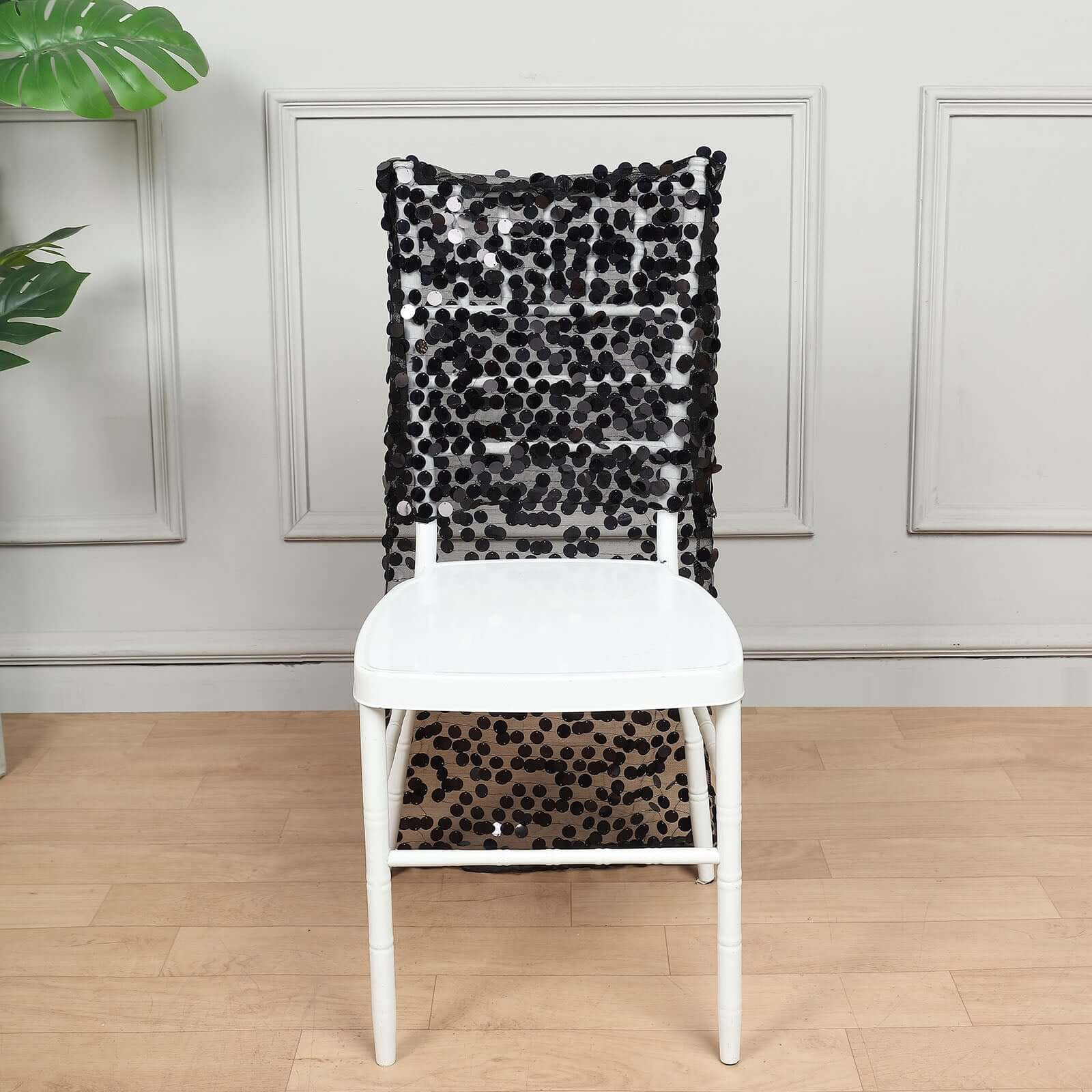 Hot Sale! Black Glittering Sequin Chair Slipcover for Chiavari Chairs - Big Payette Design