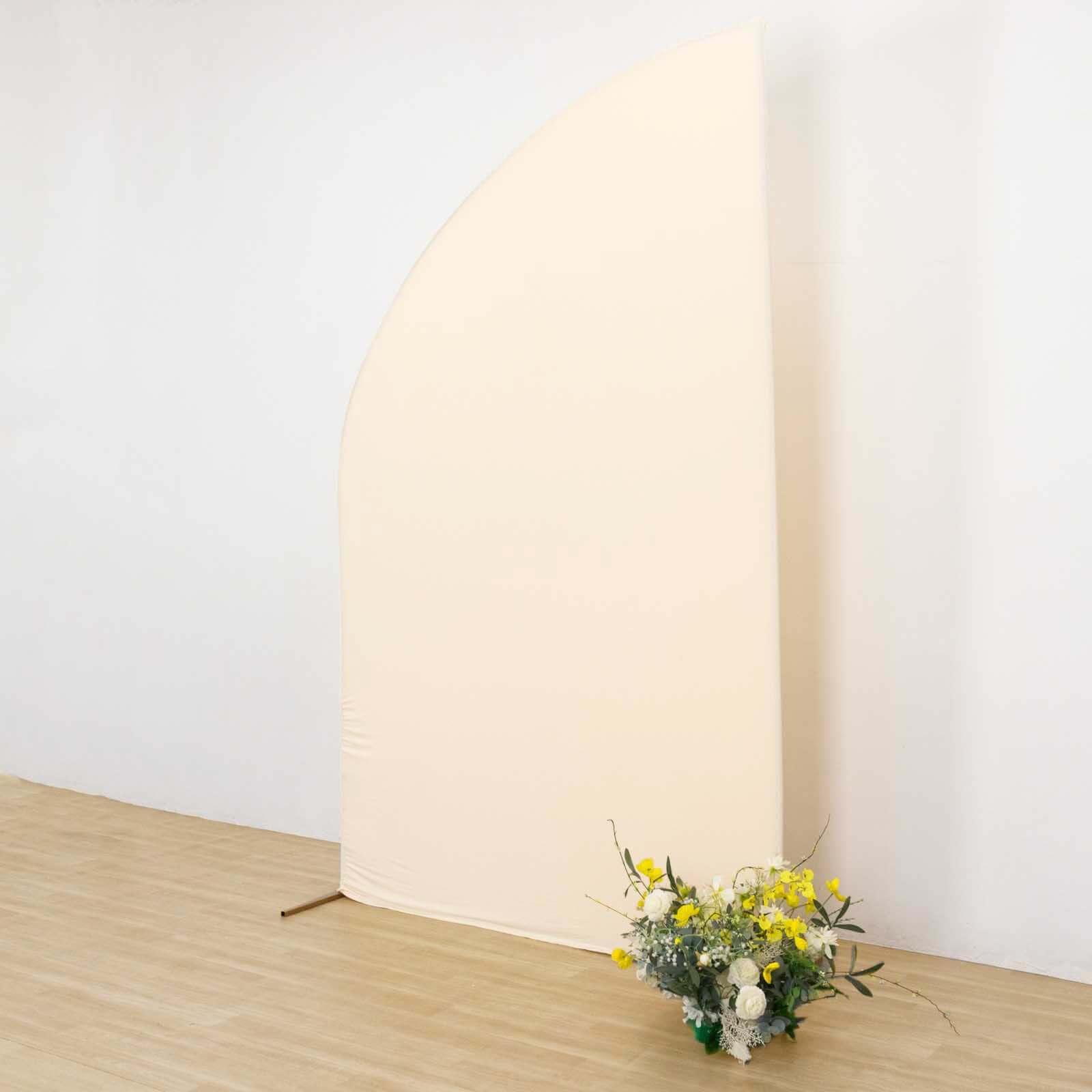 Exclusive 8ft Beige Spandex Fitted Cover for Half Moon Wedding Arch Backdrop Stand