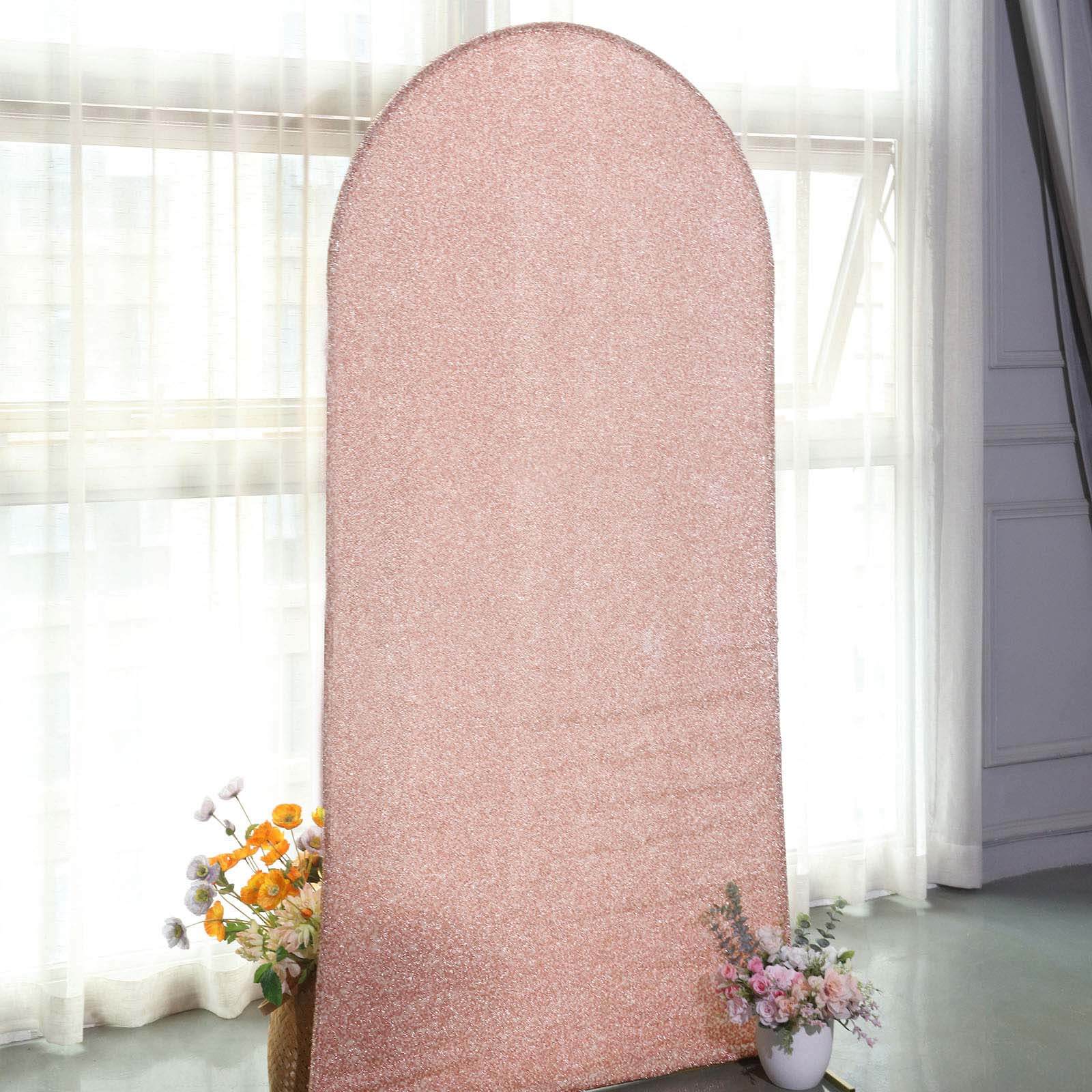 Special Offer! 7ft Rose Gold Shimmer Tinsel Spandex Backdrop Cover for Round Top Wedding Arch