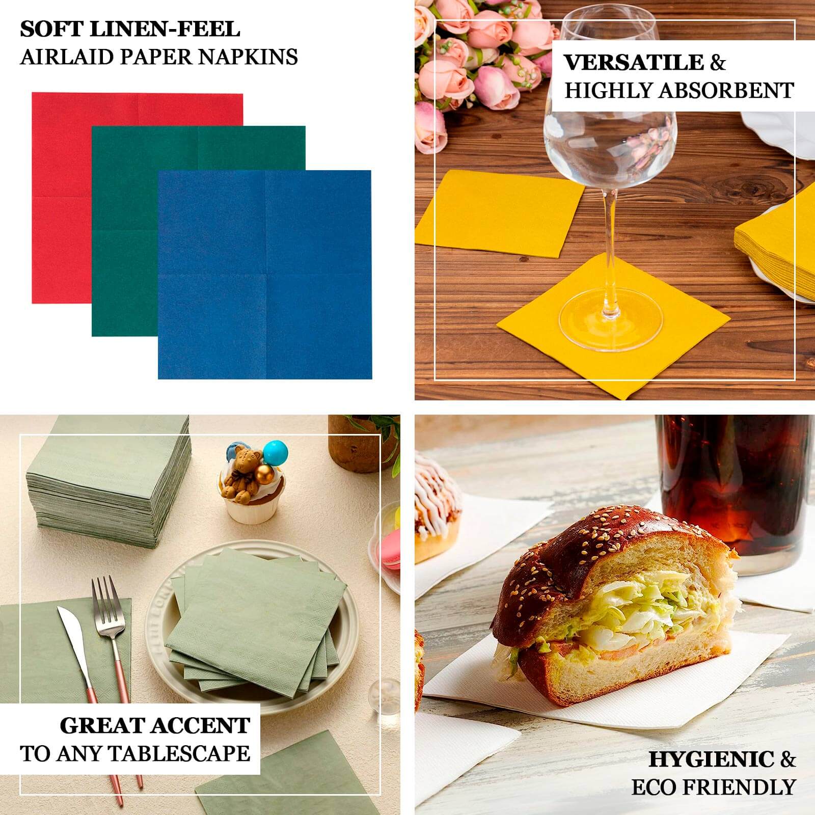 Great Deal! 20-Pack 5x5 Olive Green Airlaid Cocktail Napkins with Linen-Like Feel and High Absorbency