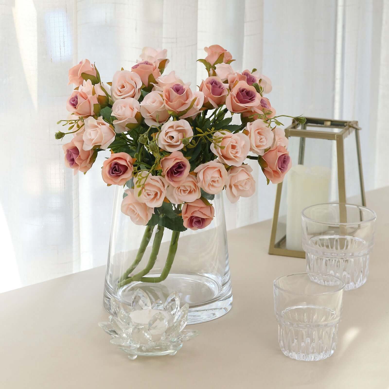 Hot Deal! 2 Pack of 12-Blossom Blush Artificial Rose Flower Arrangements