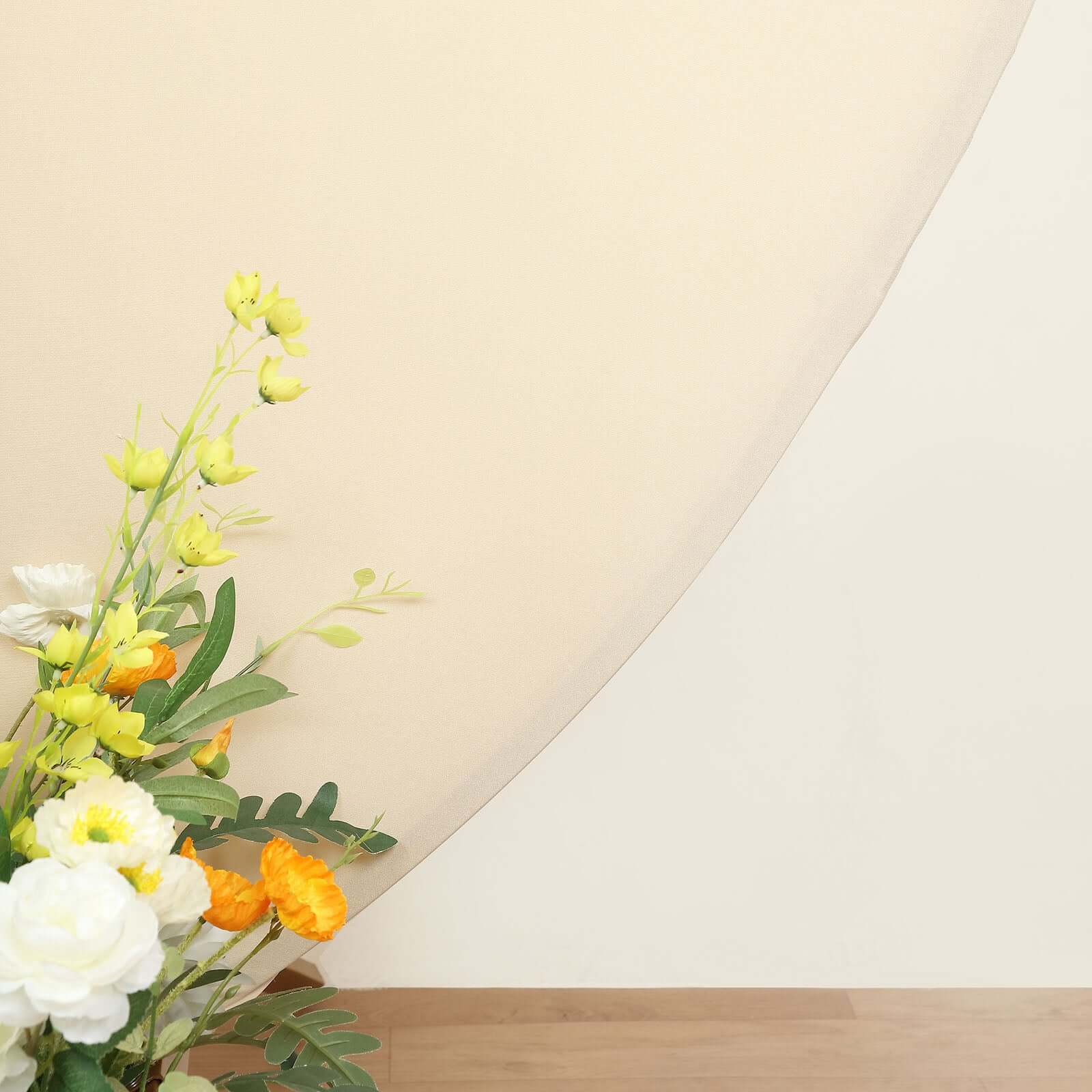 7.5ft Double-Sided Matte Beige Spandex Round Party Backdrop Stand Cover